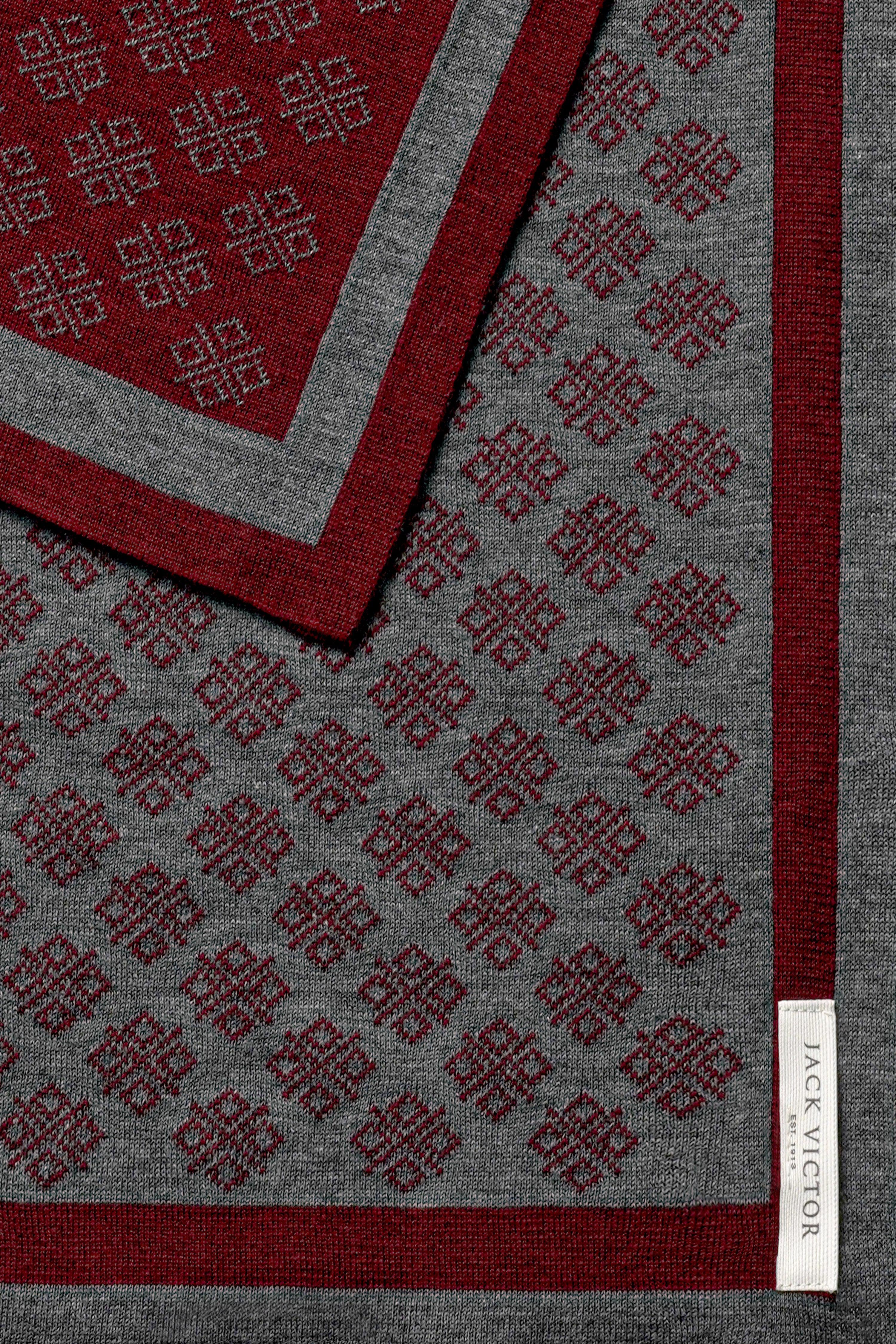 Alt view 1 Jacquard Cotton and Silk Knit Scarf in Burgundy