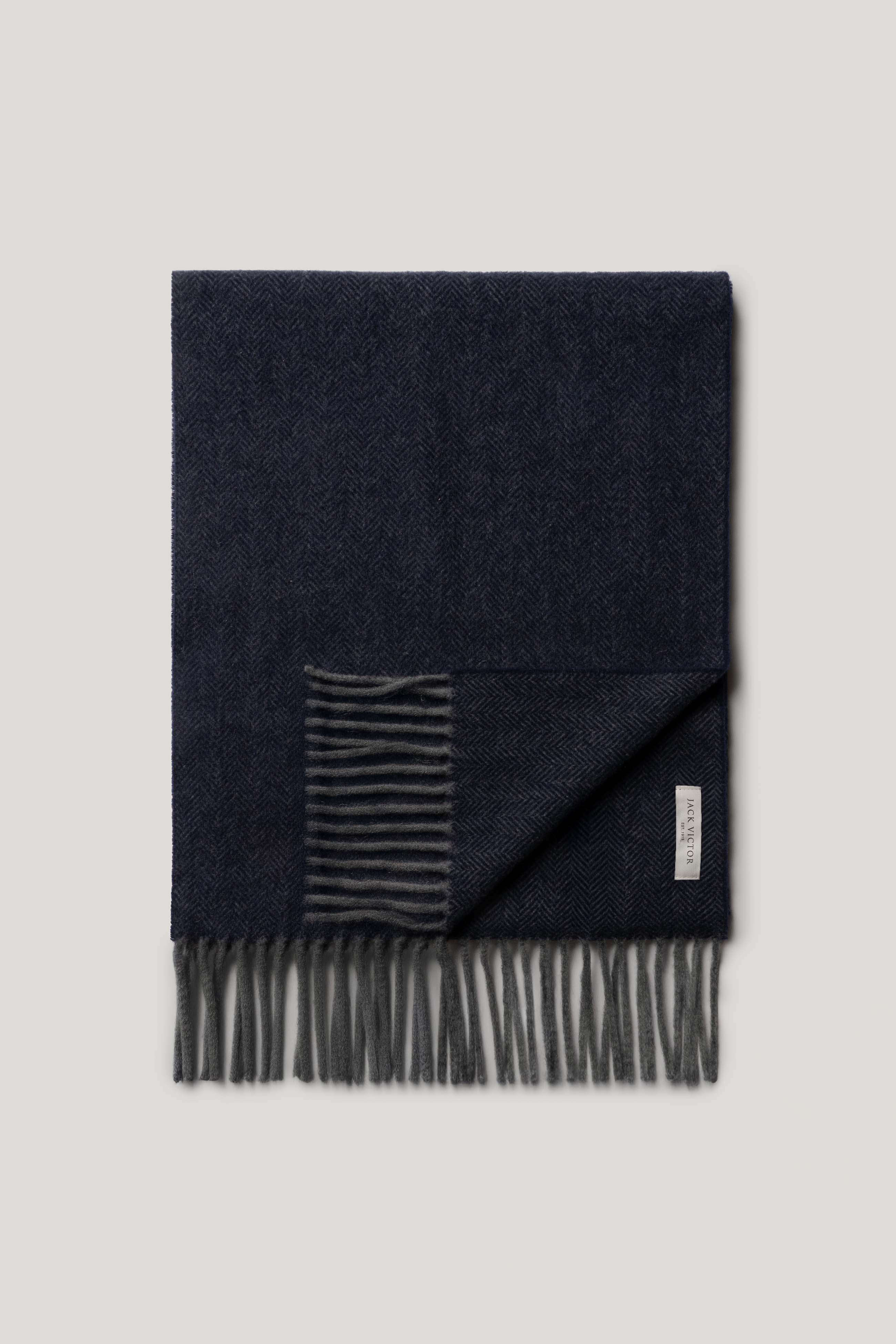 Alt view 1 Navy Herringbone Scarf