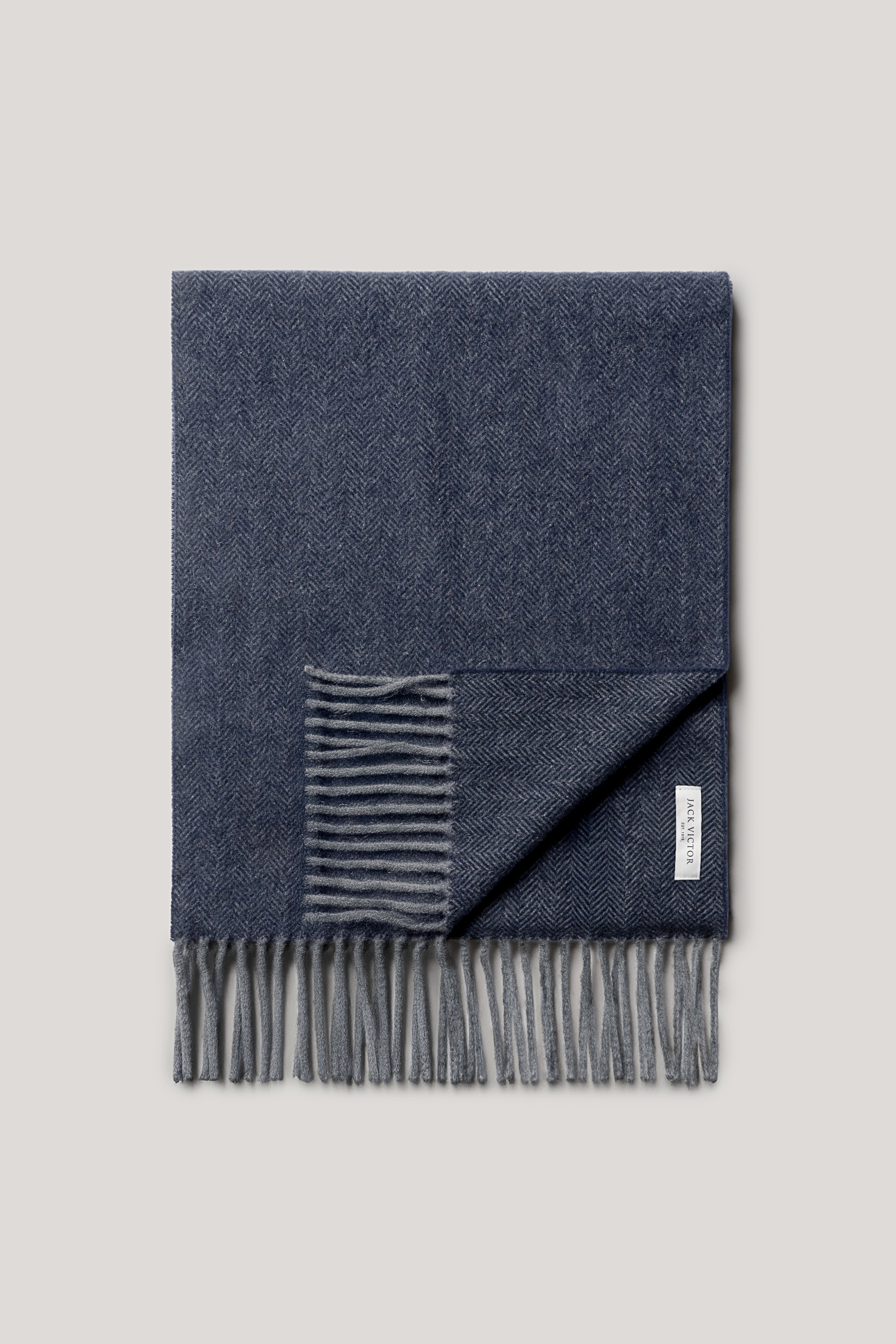 Alt view 1 Navy Herringbone Scarf