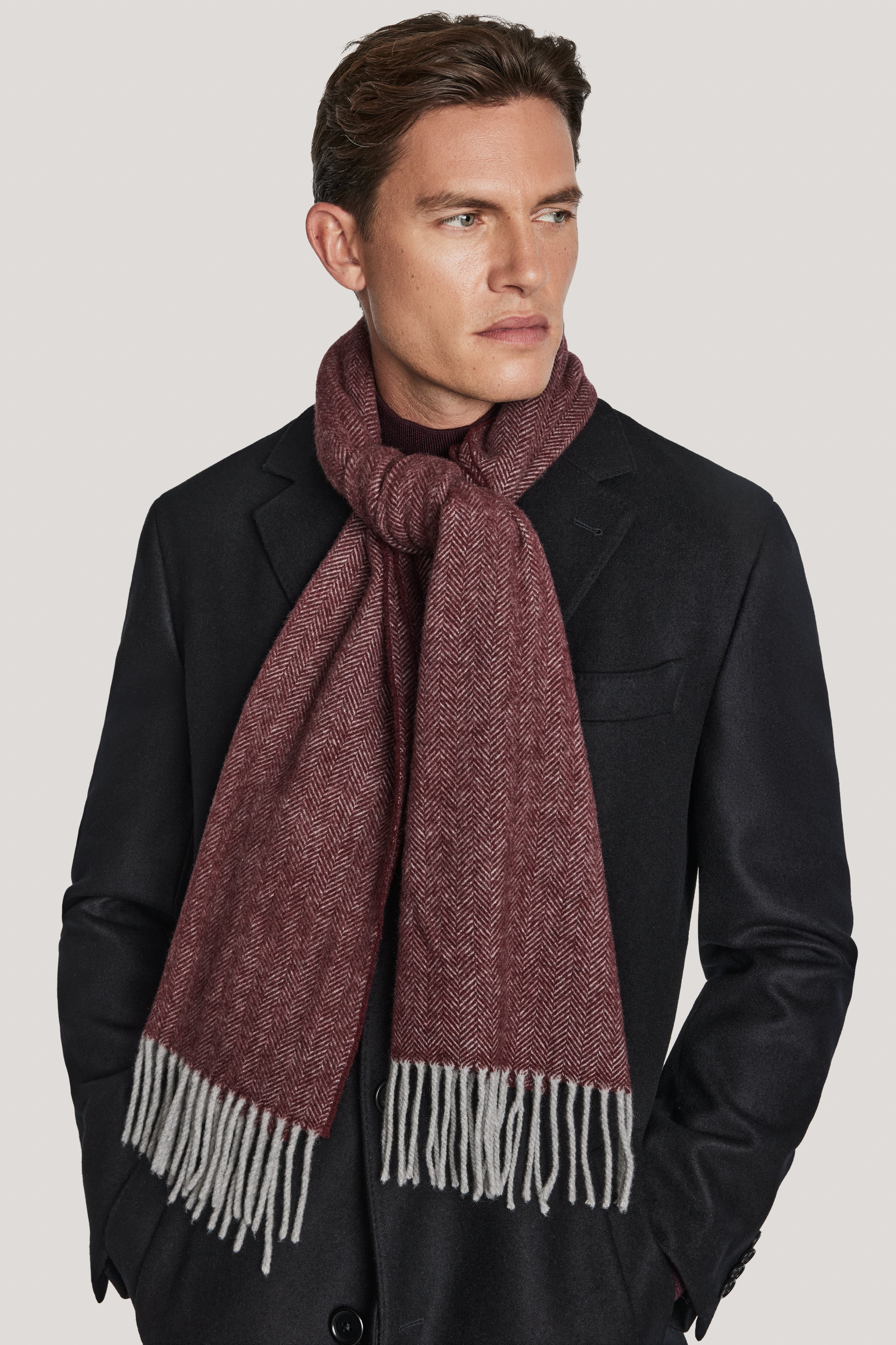Alt view Burgundy Herringbone Scarf