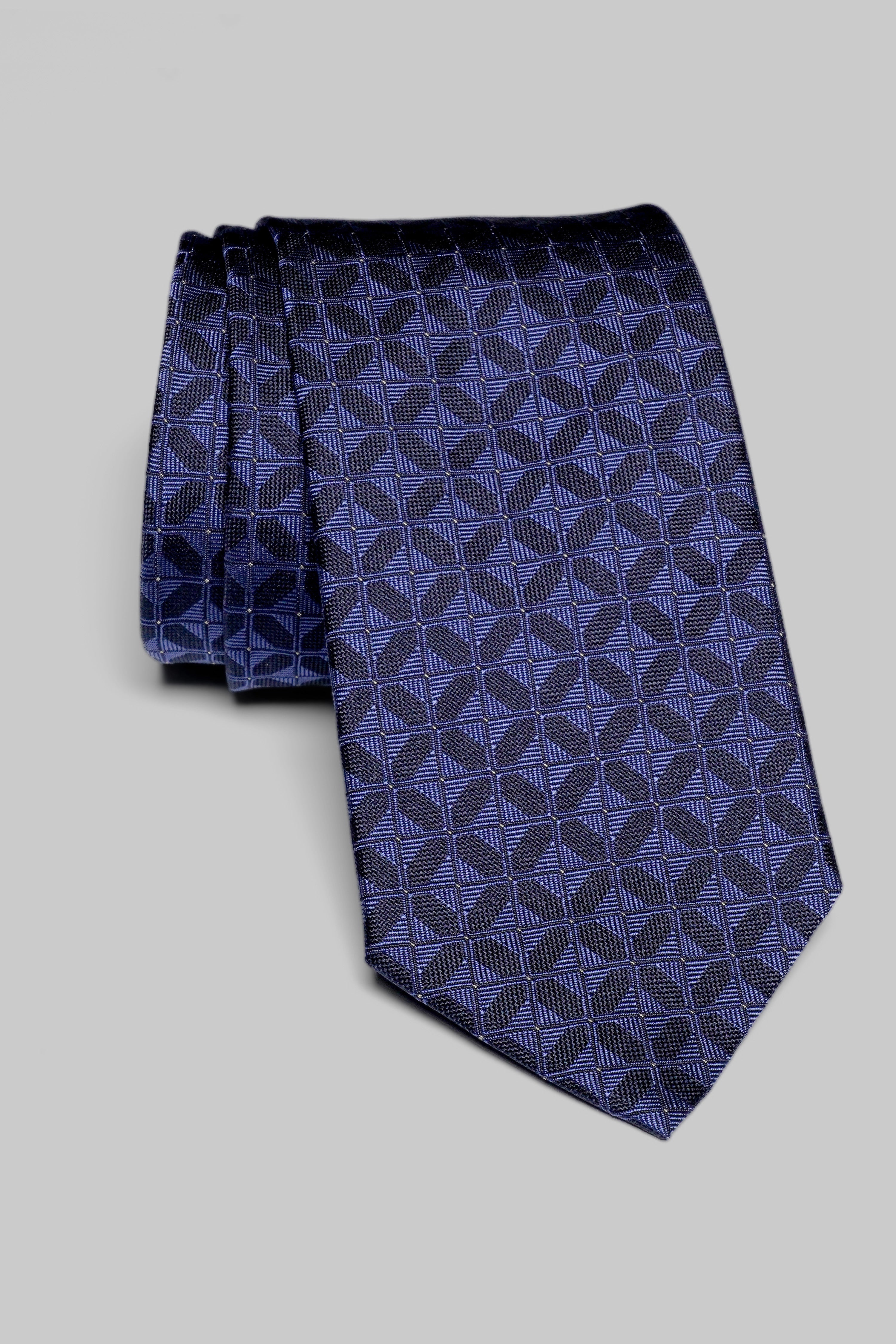Alt view Navy Tile Pattern Weave Tie