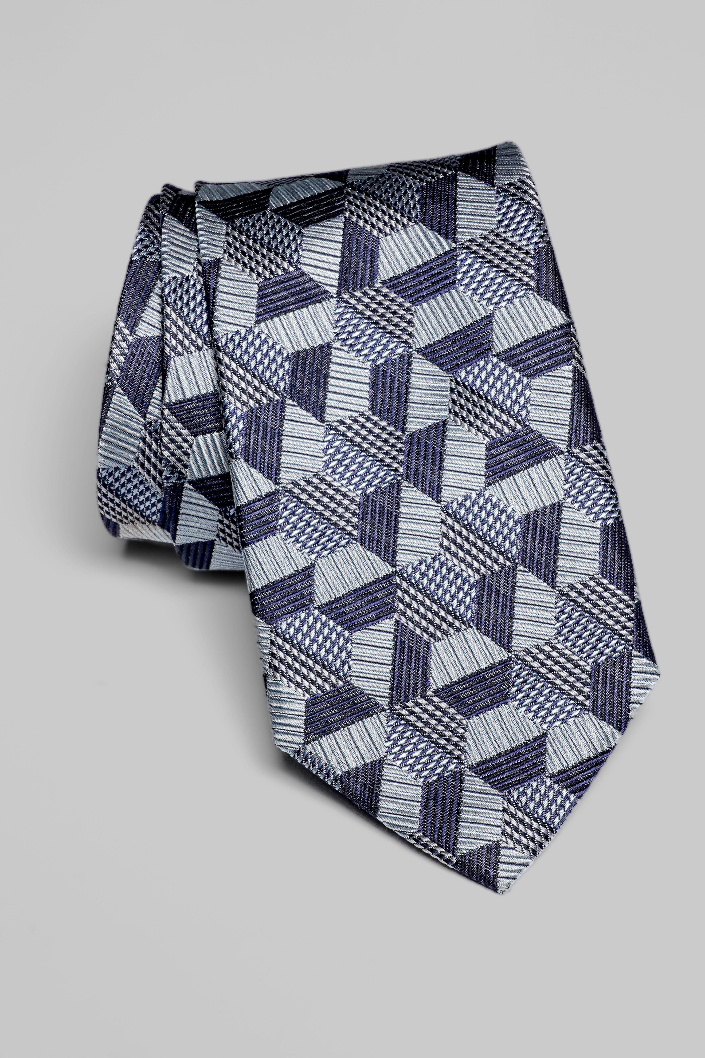 Alt view Blue Geometric Weave Tie