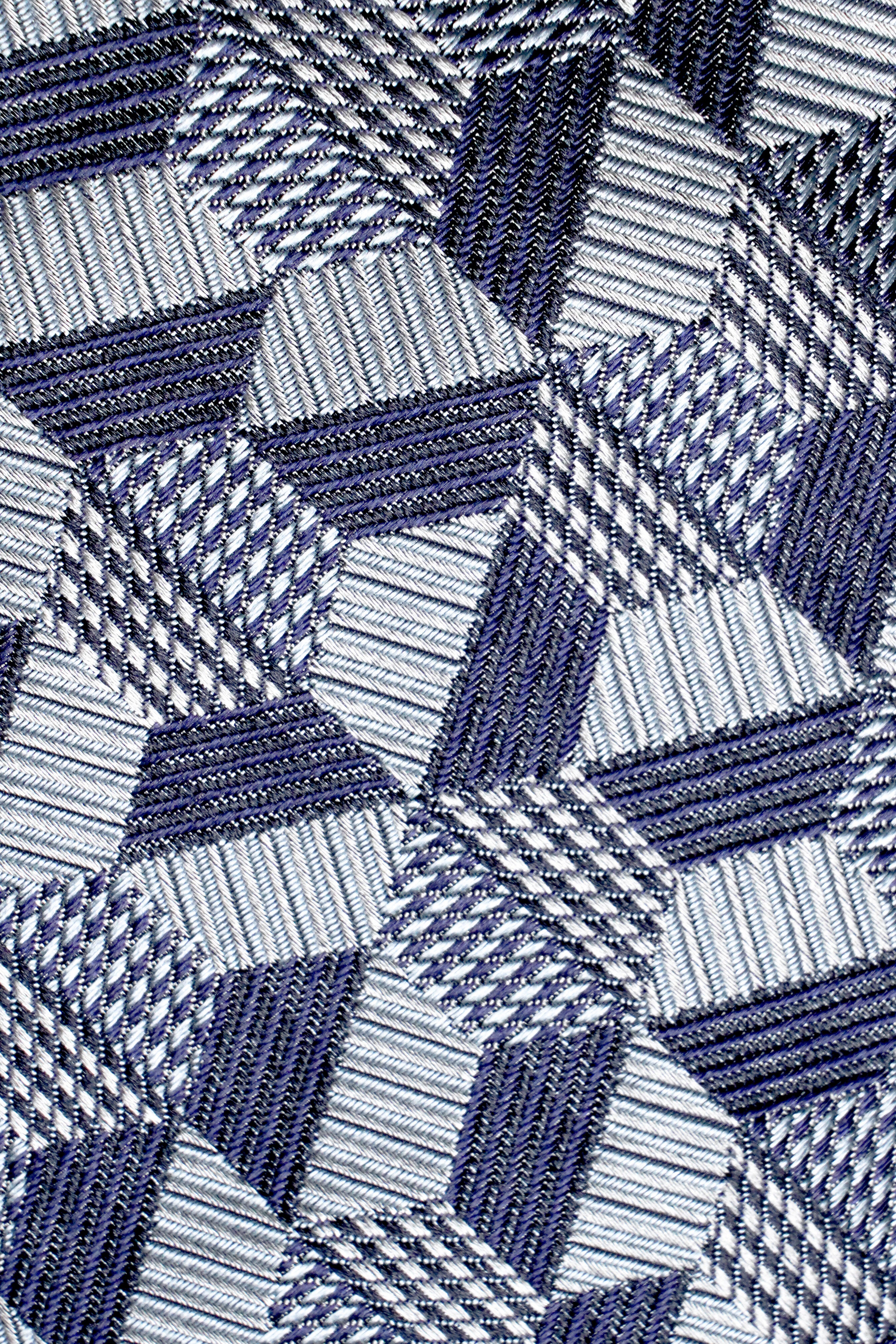 Alt view 1 Blue Geometric Weave Tie