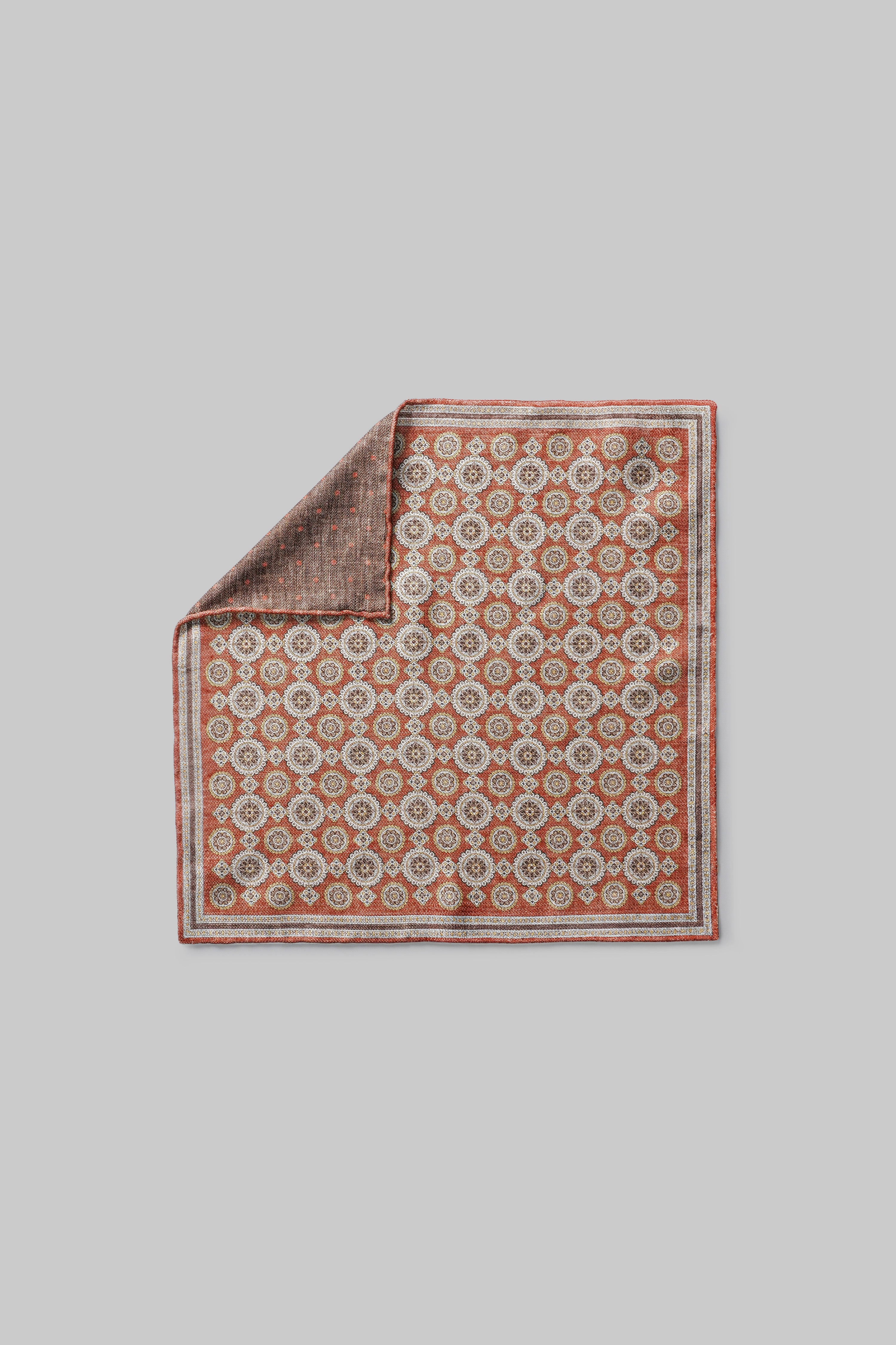 Alt view Silk Geoprint Pocket Square in Orange