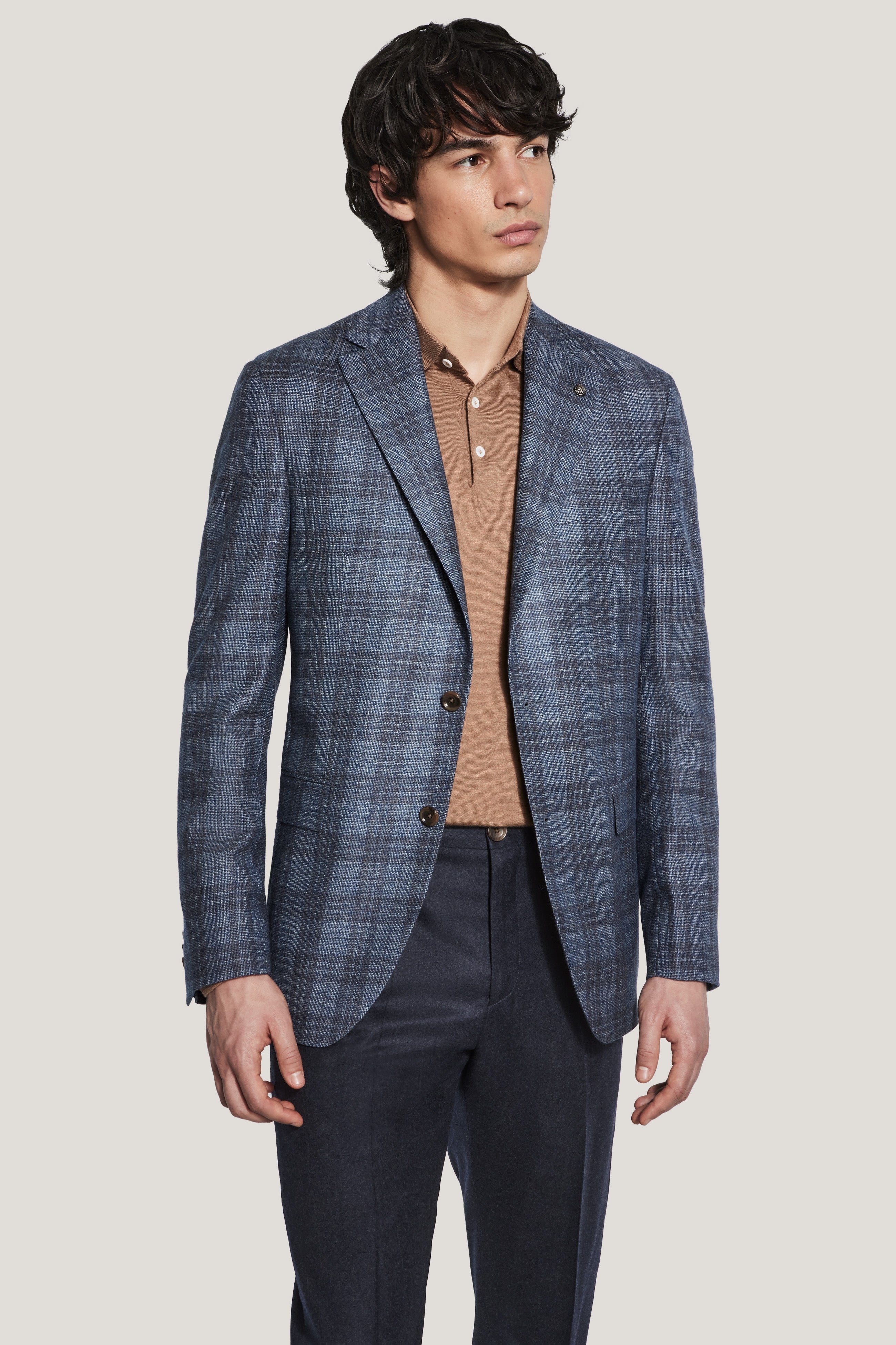 Alt view Medium Blue and Brown Plaid Blazer