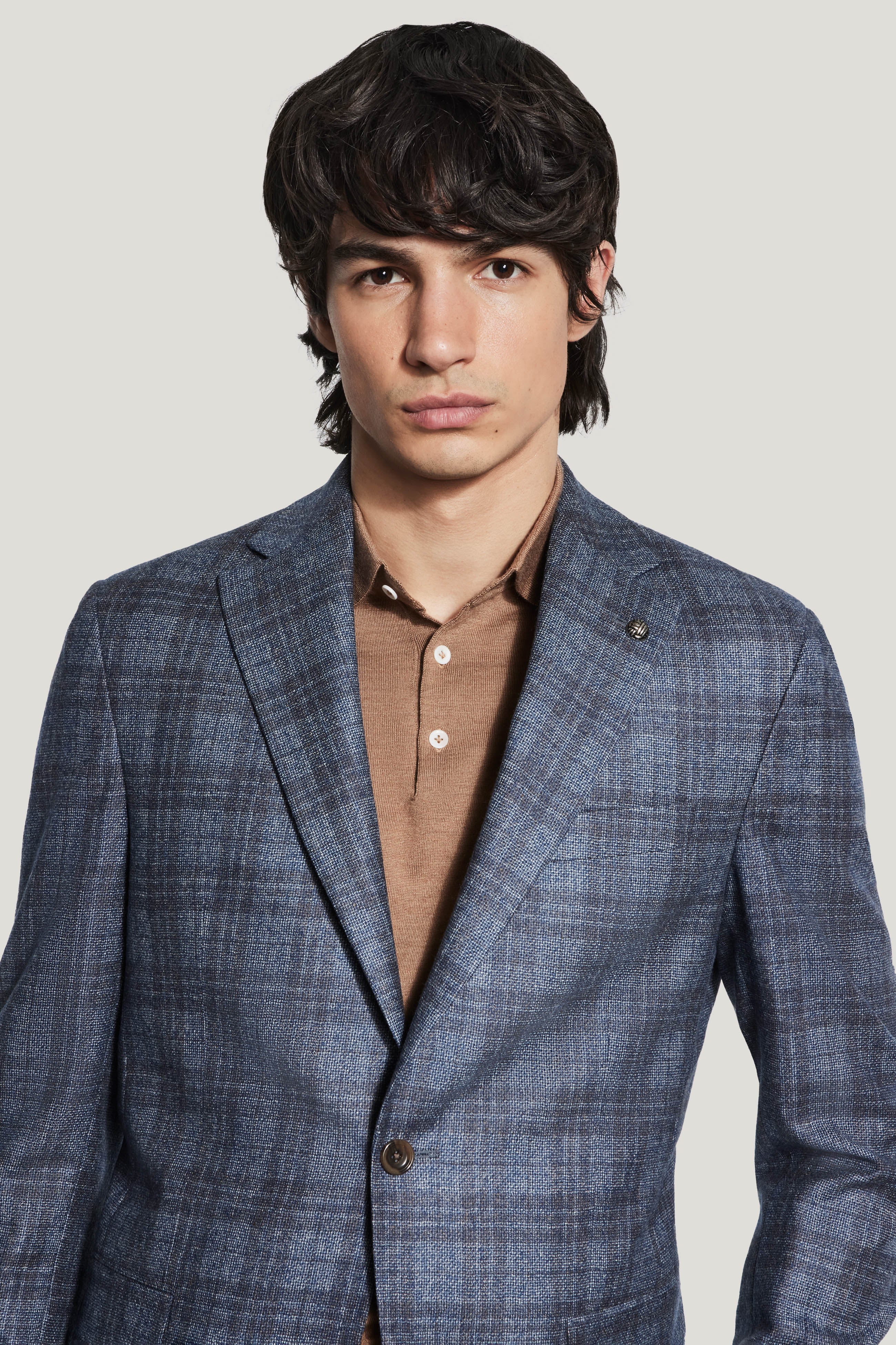 Alt view 1 Medium Blue and Brown Plaid Blazer