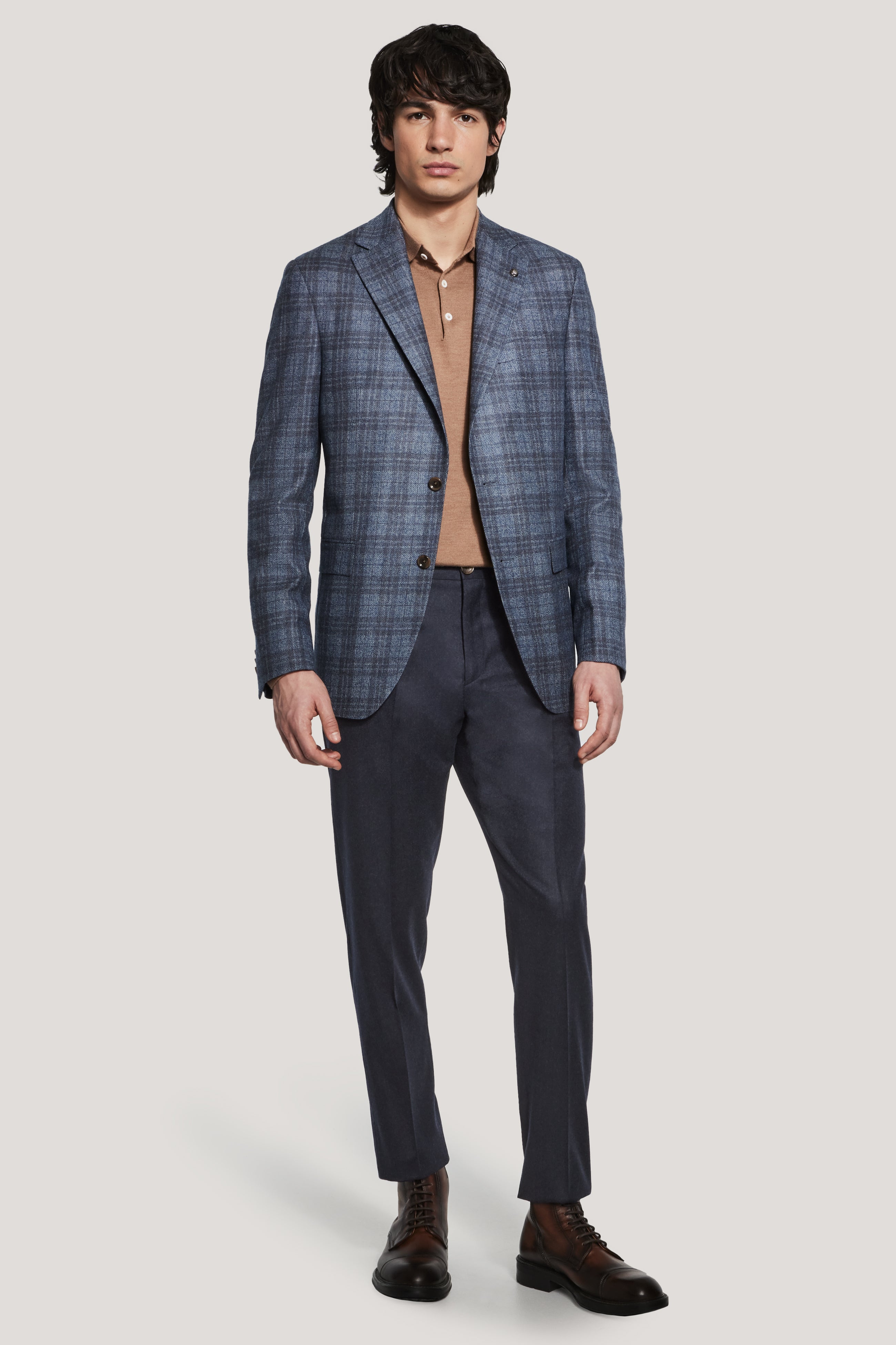 Alt view 1 Medium Blue and Brown Plaid Blazer