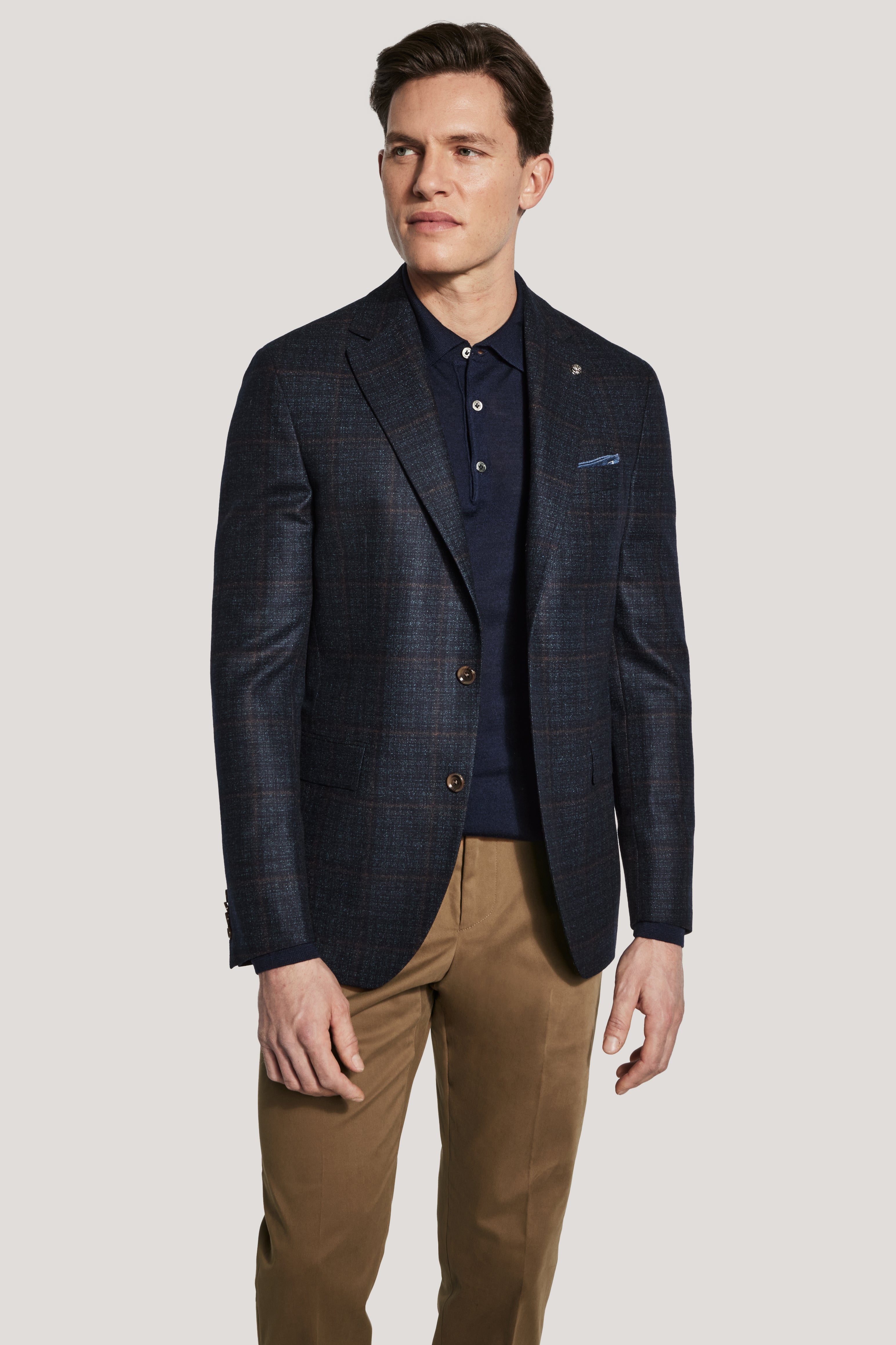 Alt view Dark Teal and Brown Windowpane Blazer