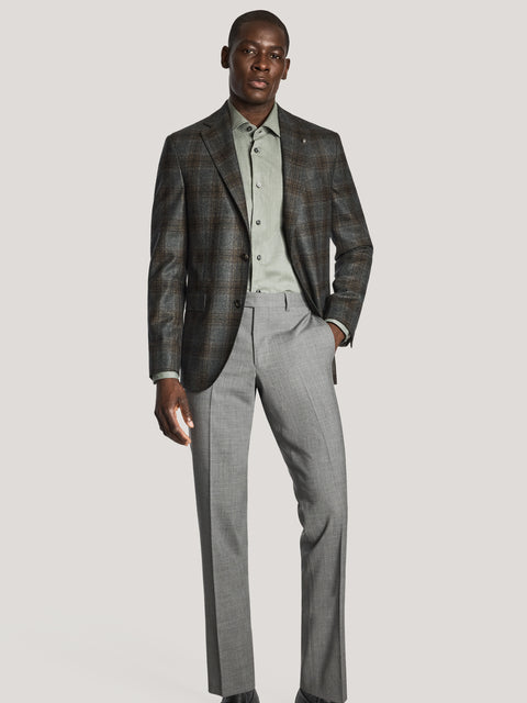 Midland Dark Olive and Soft Brown Plaid Blazer
