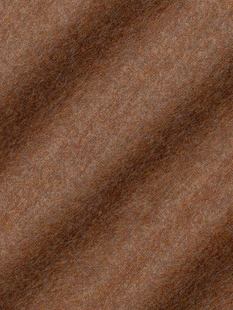 Cognac melange fabric with diagonal weave texture showing warm brown tones throughout.