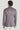 Lavender melange blazer with long sleeves and burgundy cuff detail, shown from back on model.