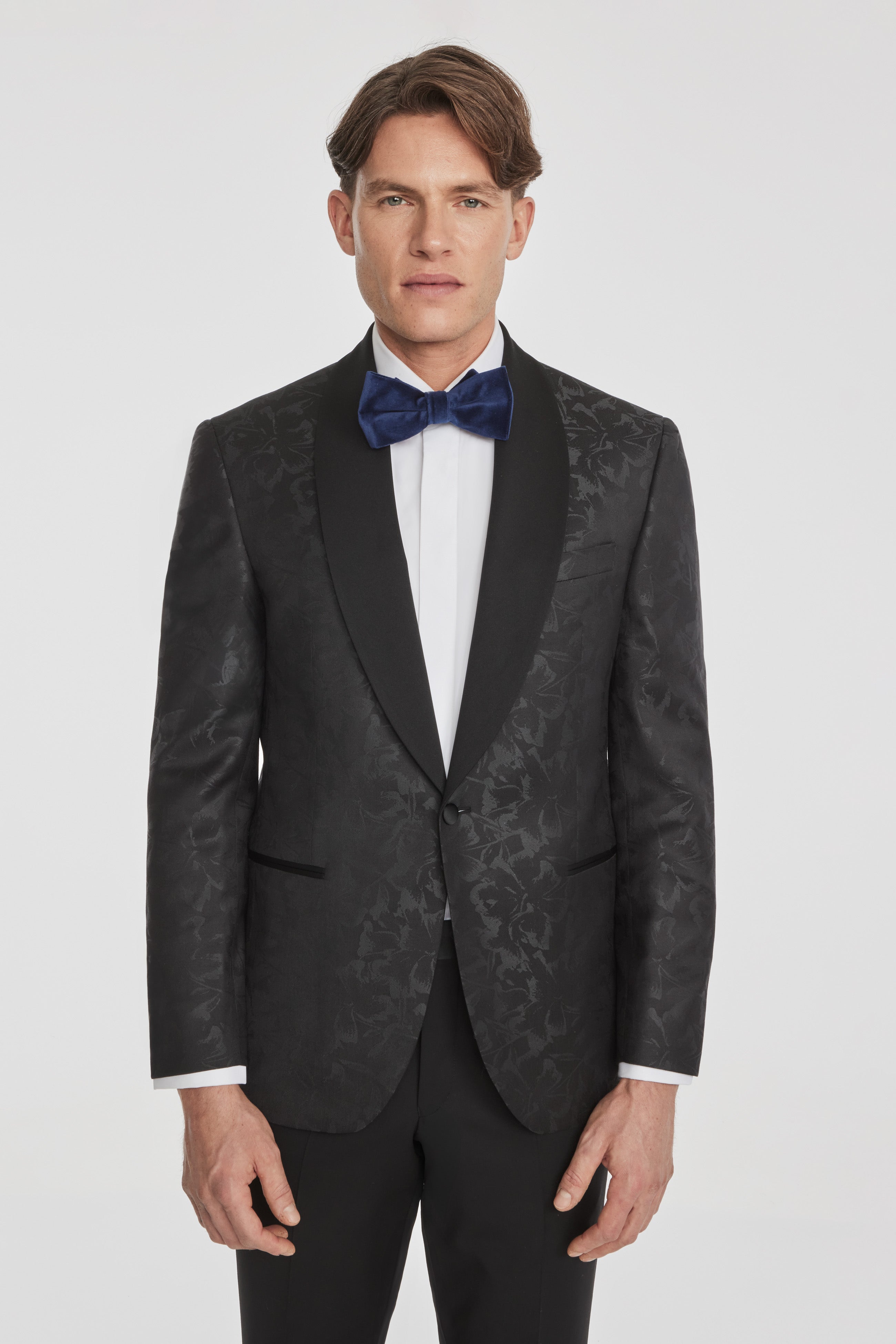 Alt view Ethan Floral Shawl Collar Dinner Jacket in Black