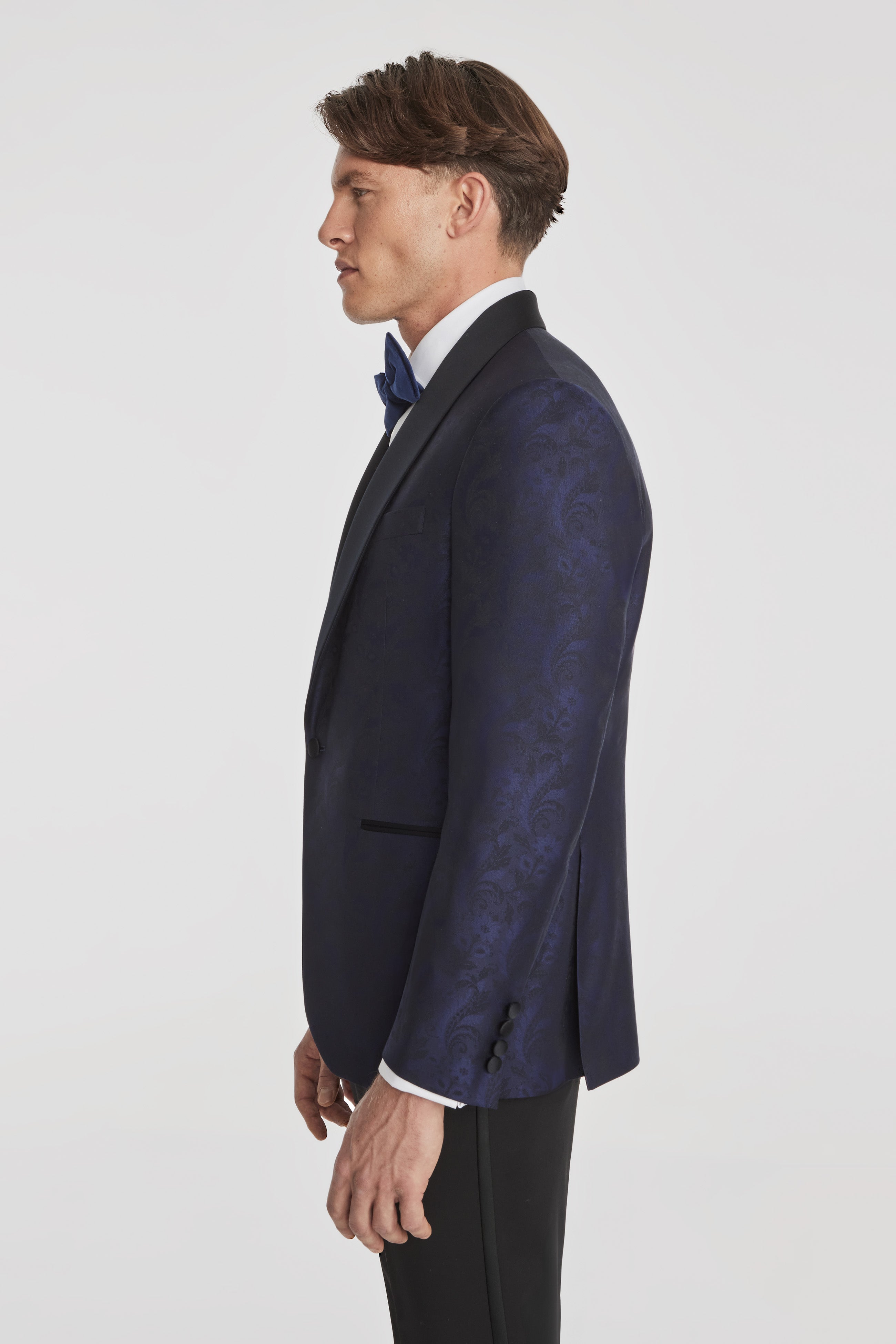 Alt view 3 Ethan Floral Shawl Collar Dinner Jacket in Navy