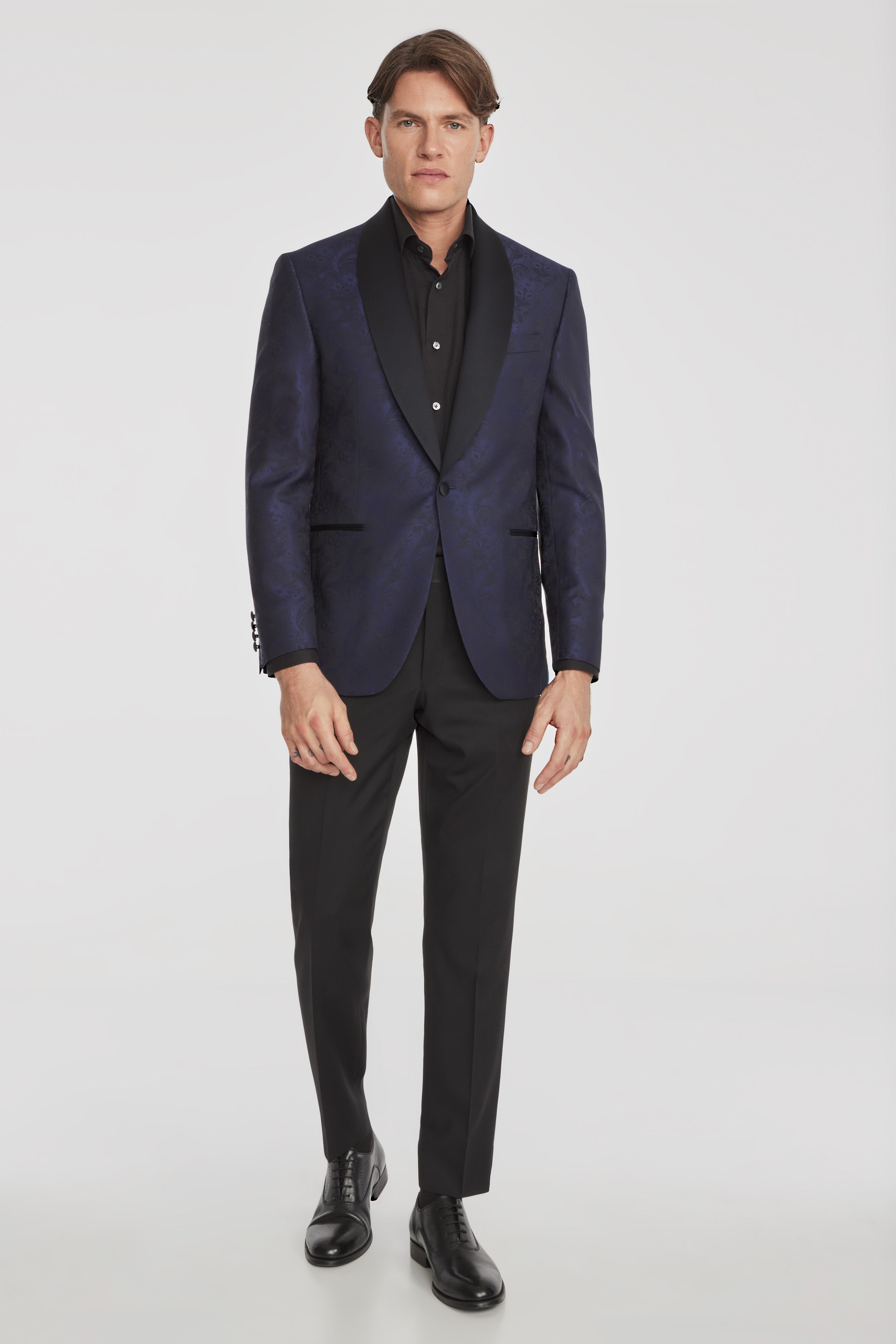 Alt view 5 Ethan Floral Shawl Collar Dinner Jacket in Navy