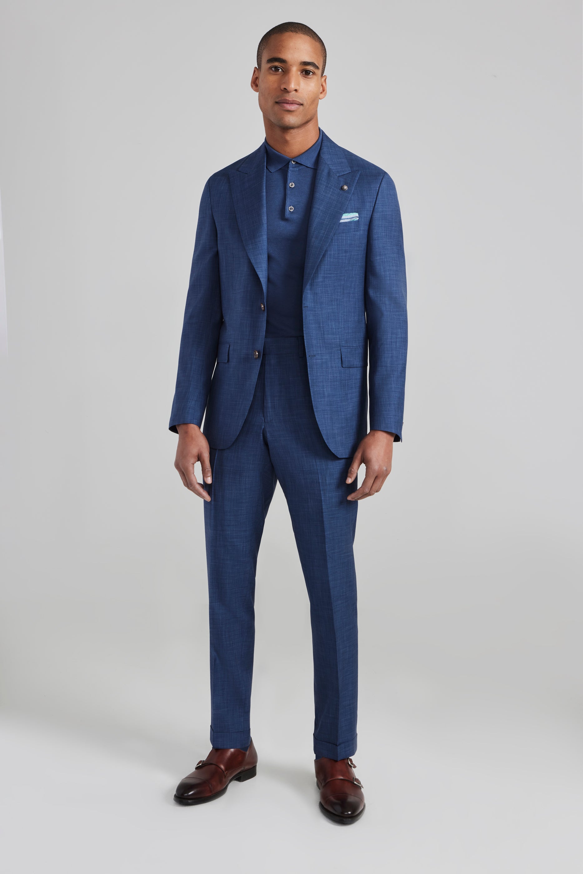 Alt view Morgan Solid Wool Super 150's Silk Suit in Medium Blue