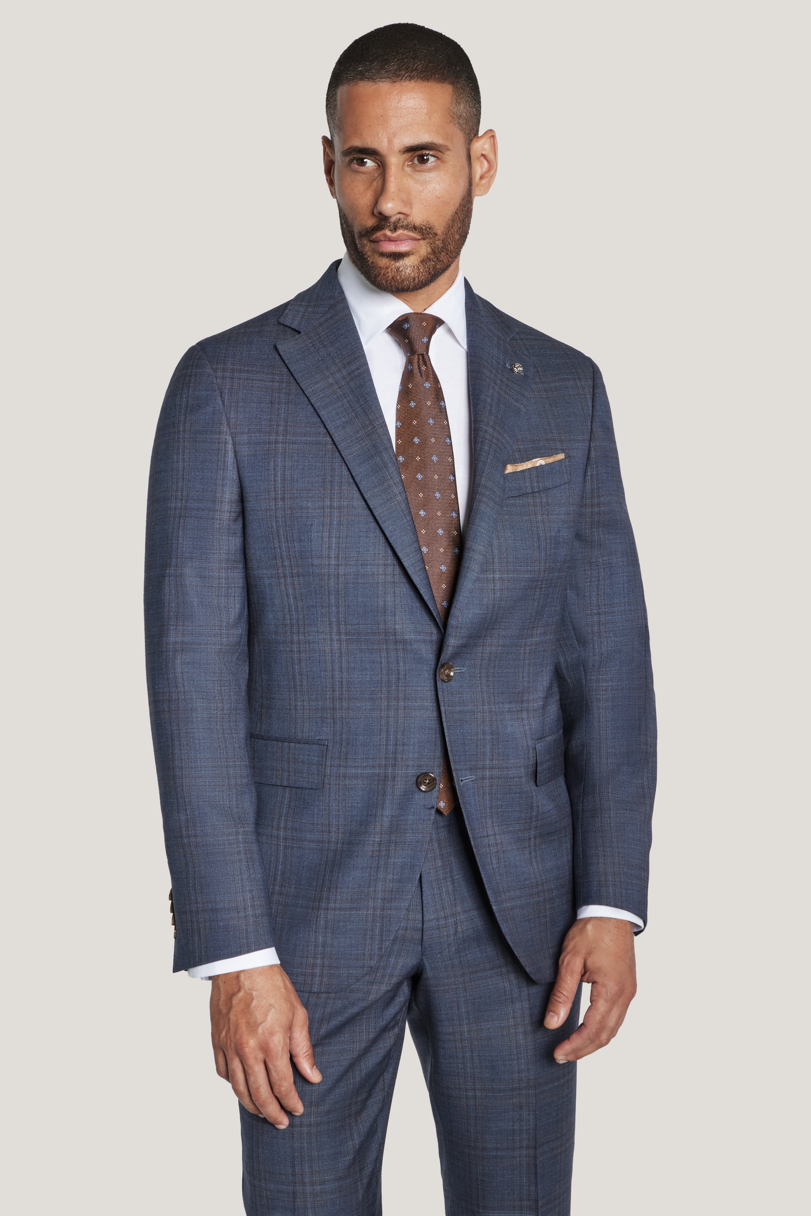 Alt view Mid Blue Windowpane Suit