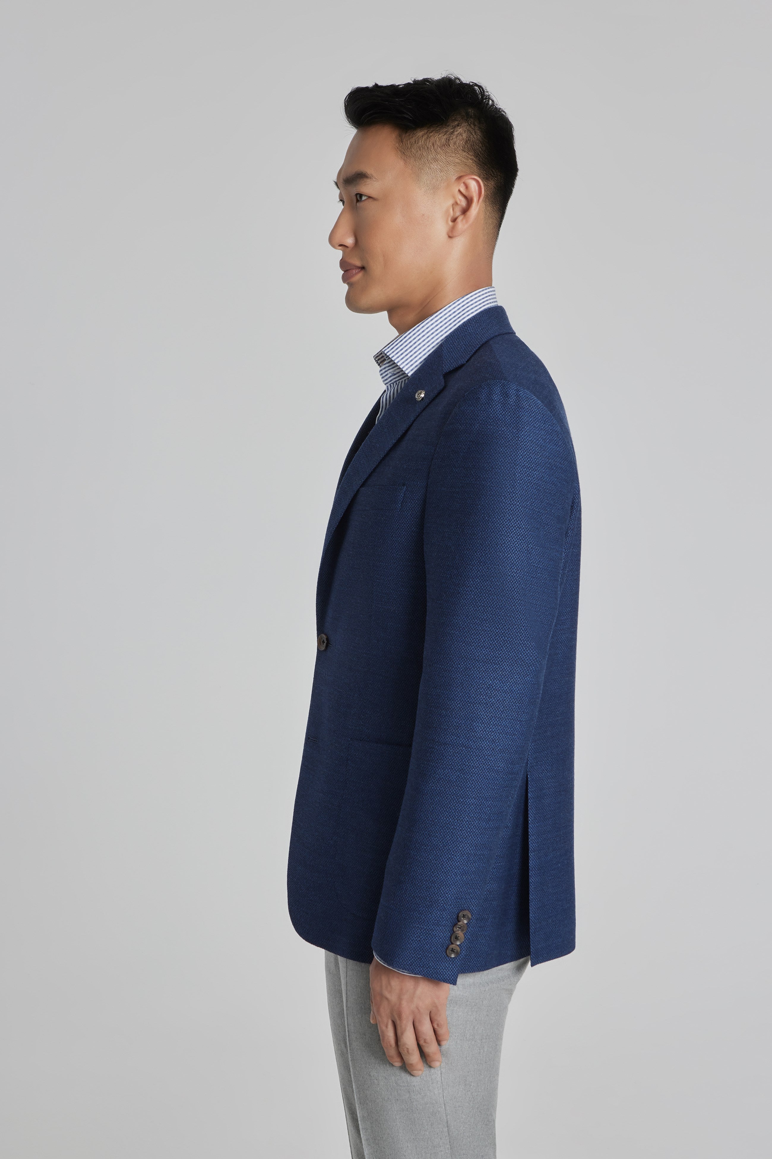 Morton Blue Solid Wool Stretch Blazer