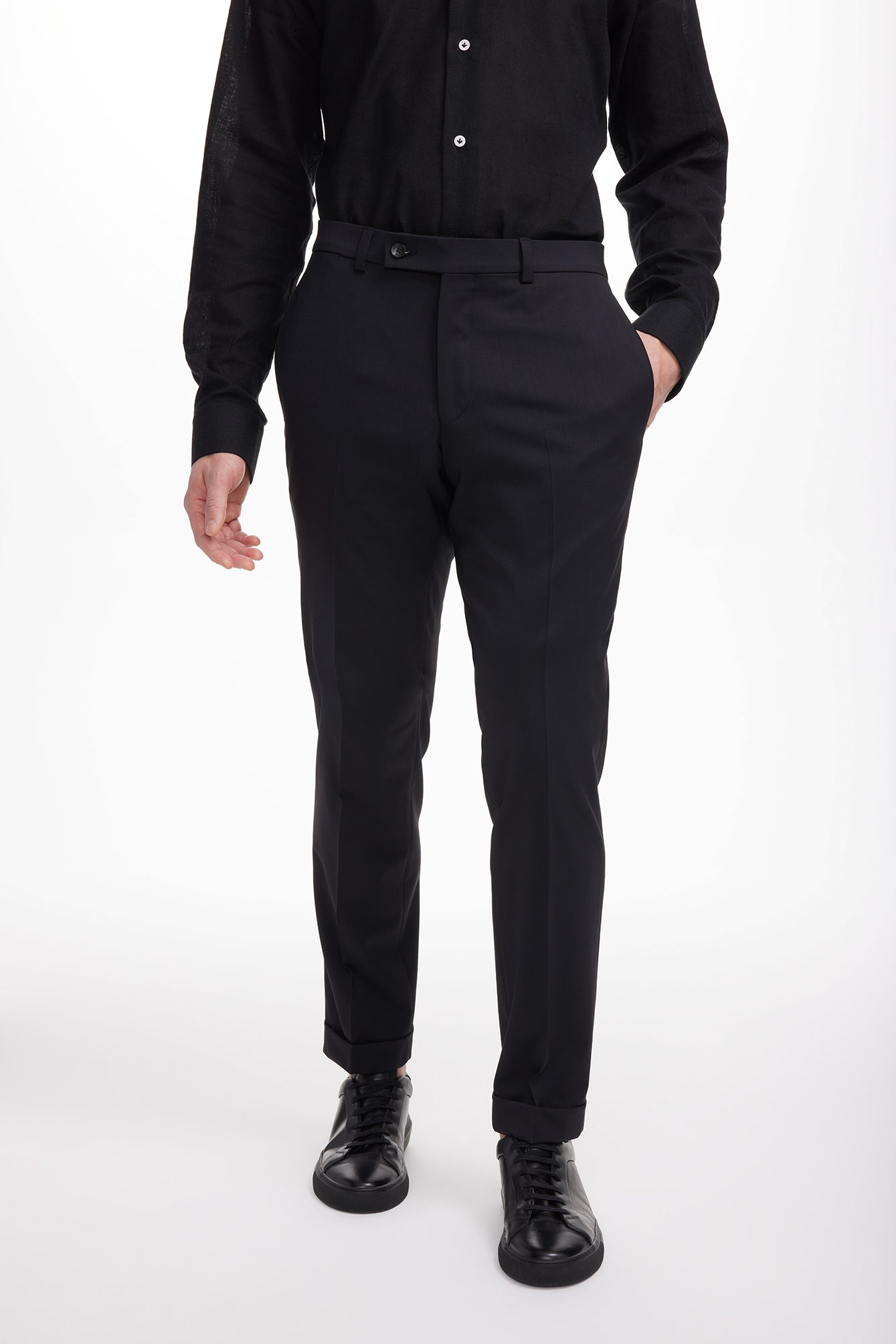 Black Solid Payne Wool Suit Separate Trouser-365 Trouser-Jack Victor