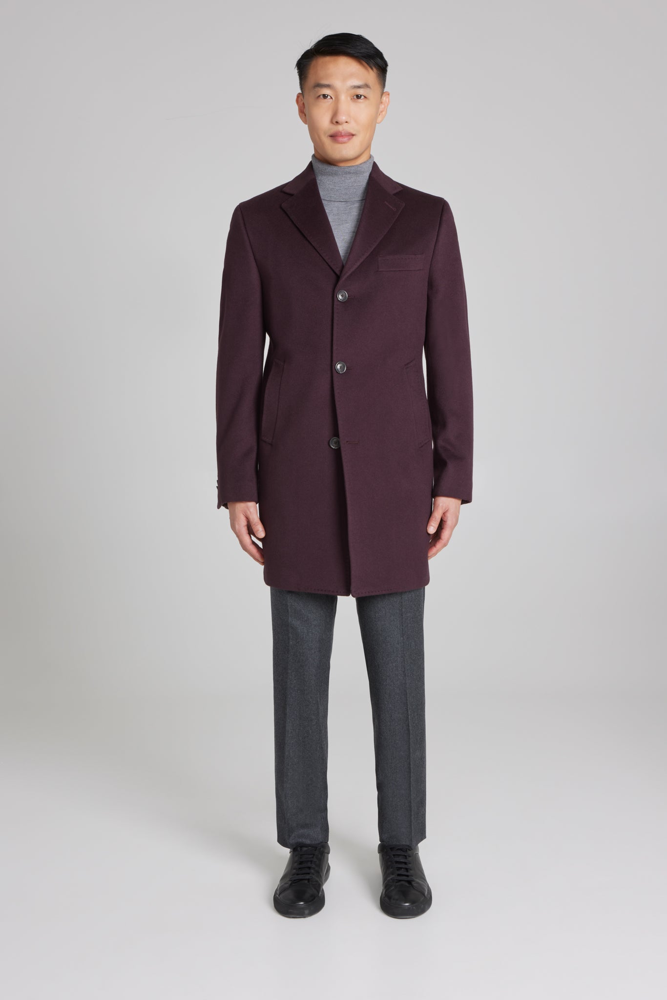 Burgundy Wesley Wool and Cashmere Overcoat-Jacket-Jack Victor