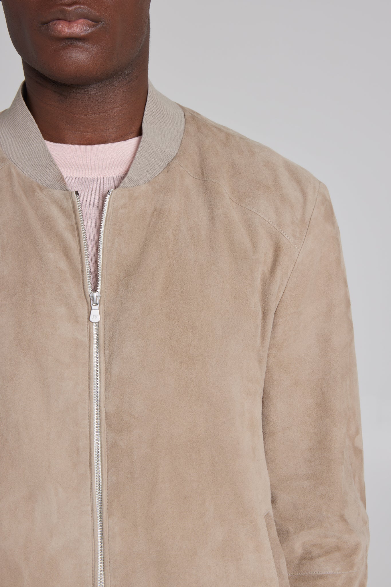 Alt view 1 Barclay Suede Bomber Jacket in Tan