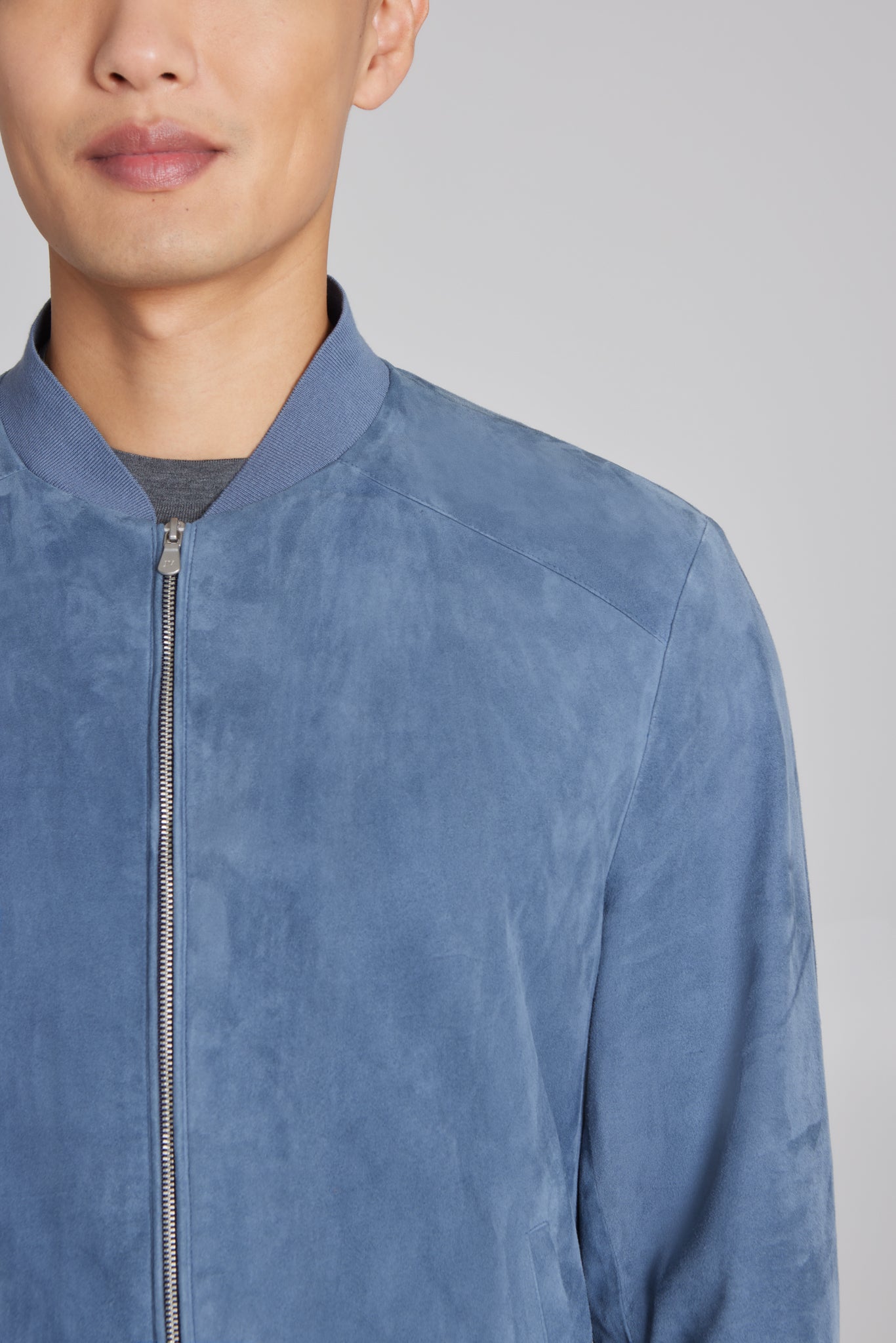 Alt view 1 Barclay Suede Bomber Jacket in Blue