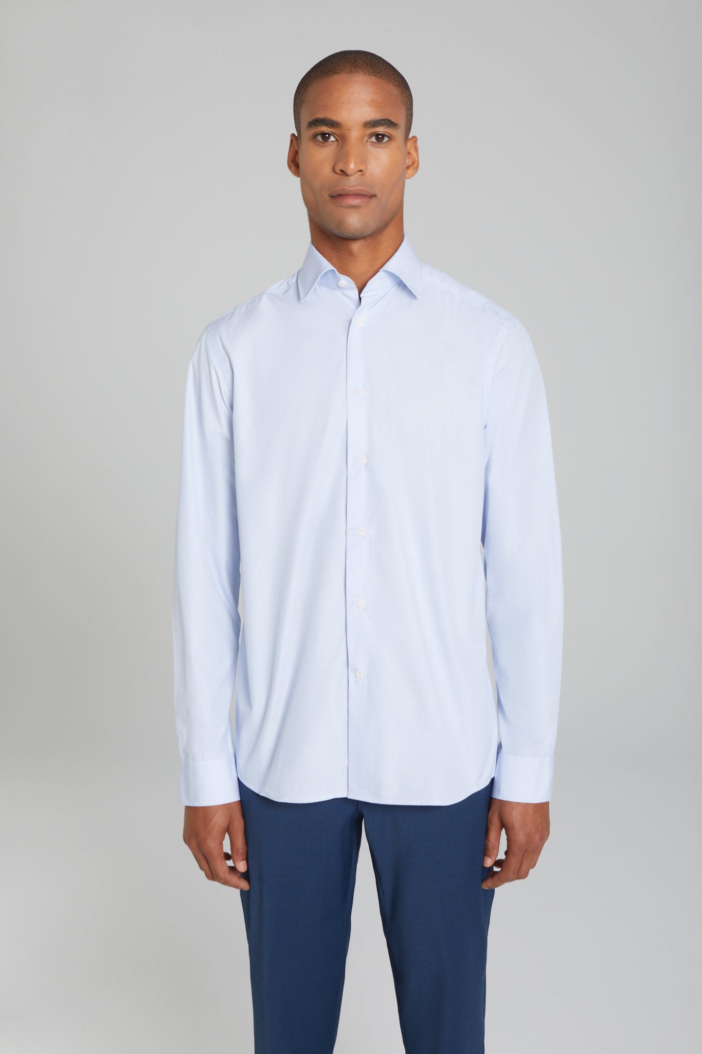 Sky Blue Striped Barat Shirt-LS Sport Shirt-Jack Victor