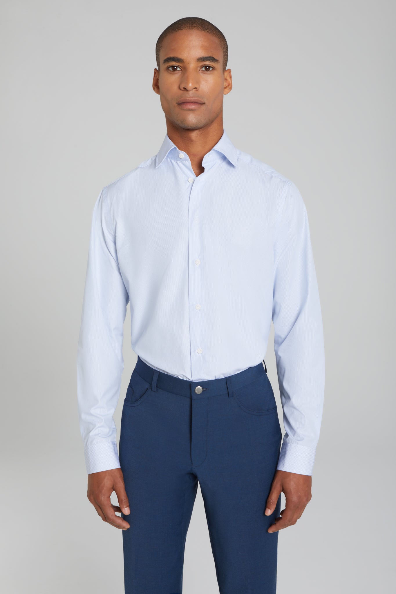 Sky Blue Striped Barat Shirt-LS Sport Shirt-Jack Victor