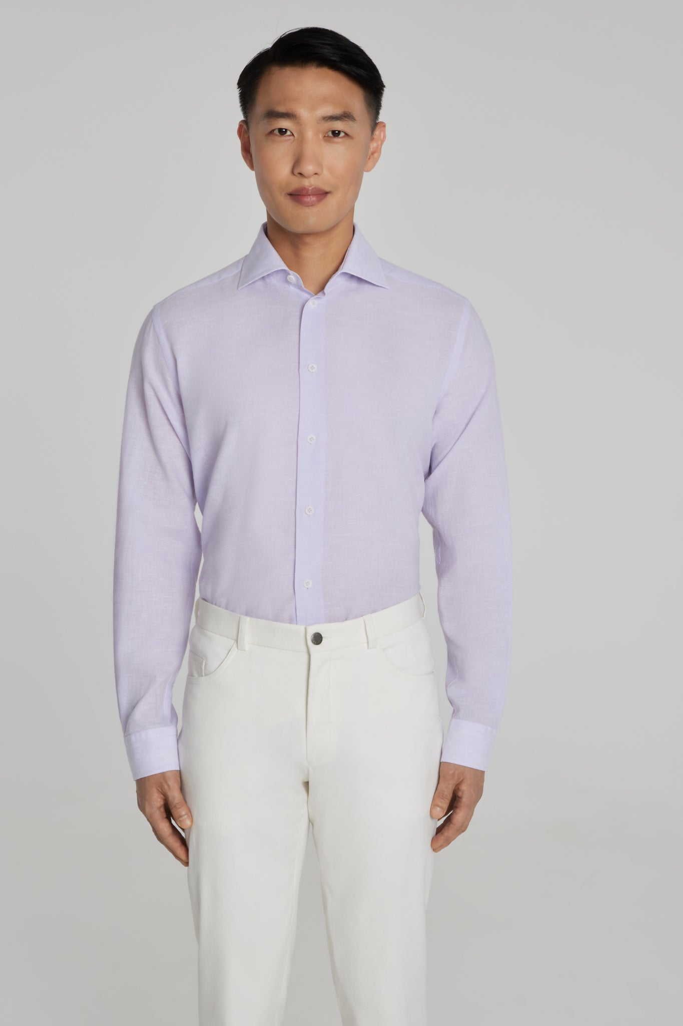 Alt view Linen and Cotton Shirt in Lilac