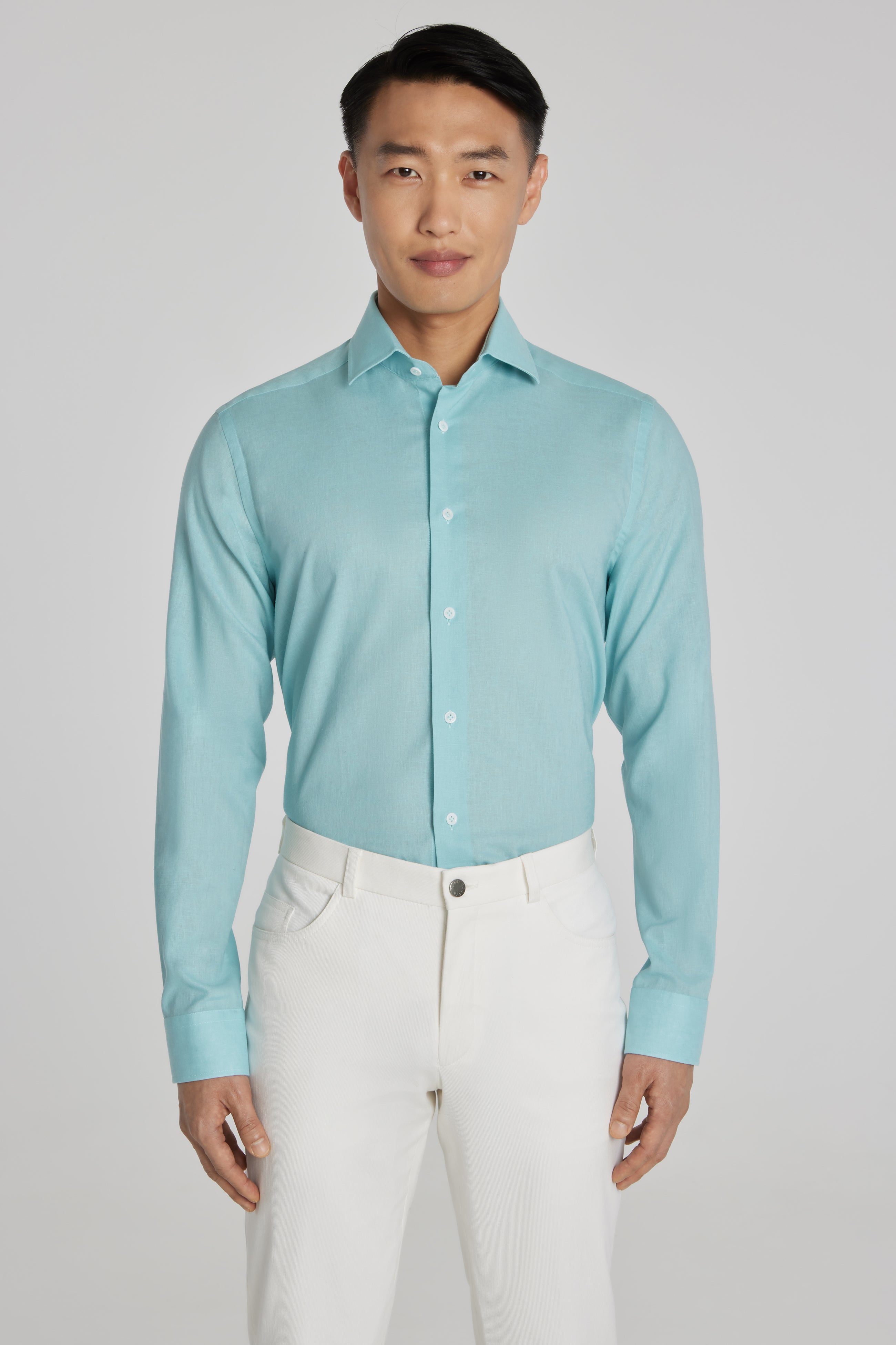 Alt view Linen and Cotton Shirt in Teal