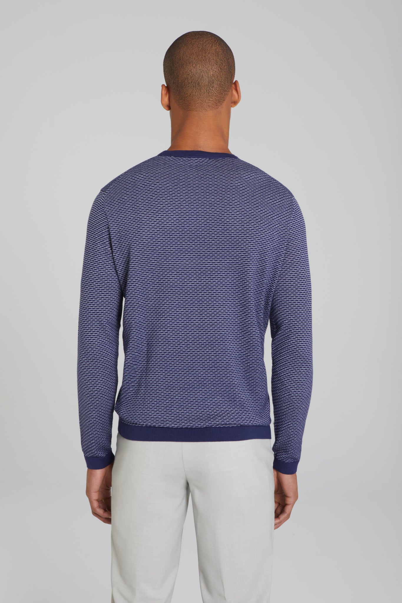 Image of Douglas Cotton and Silk Sweater in Navy-Jack Victor