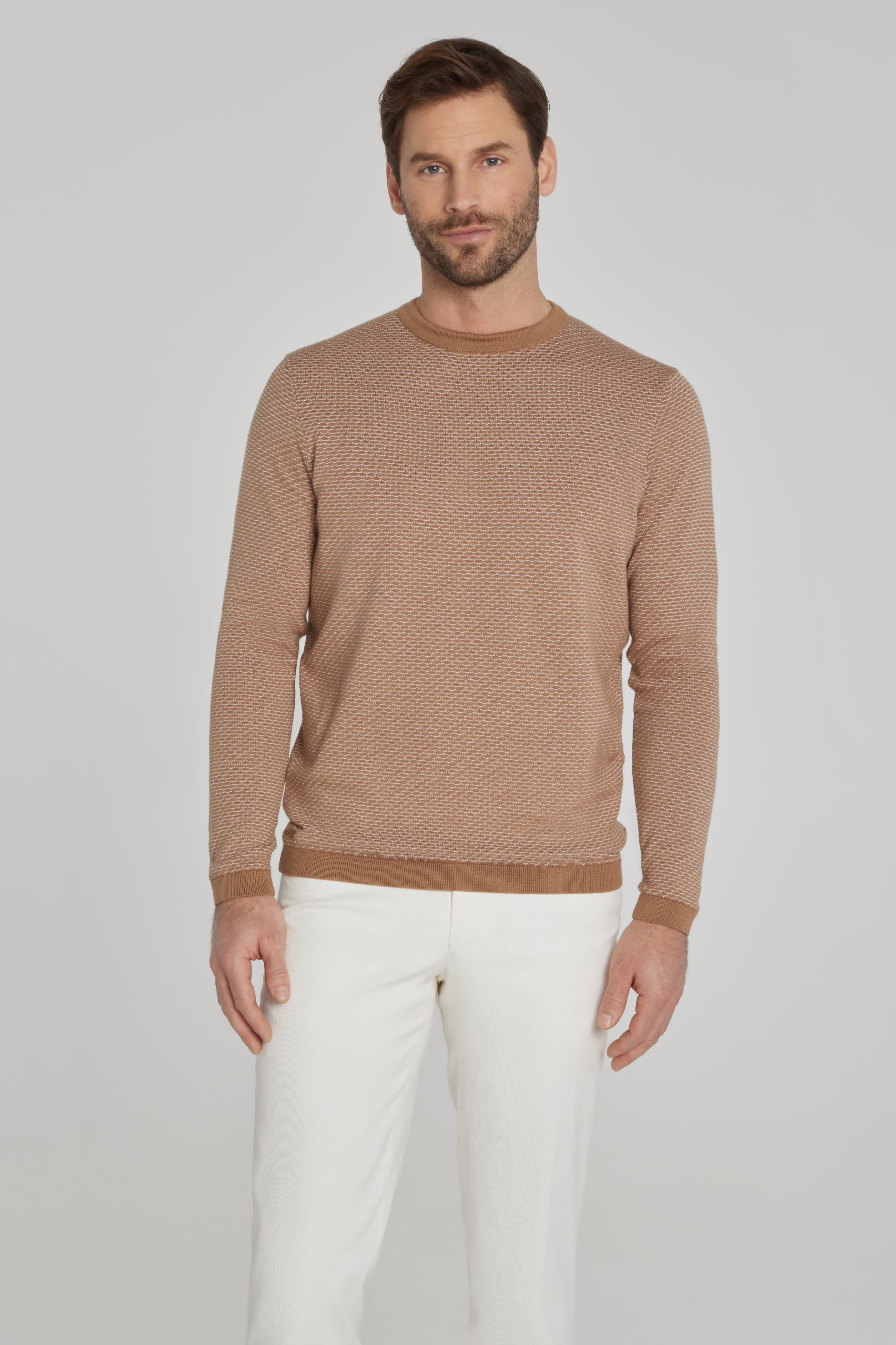 Tan Douglas Cotton and Silk Sweater-Sweater-Jack Victor