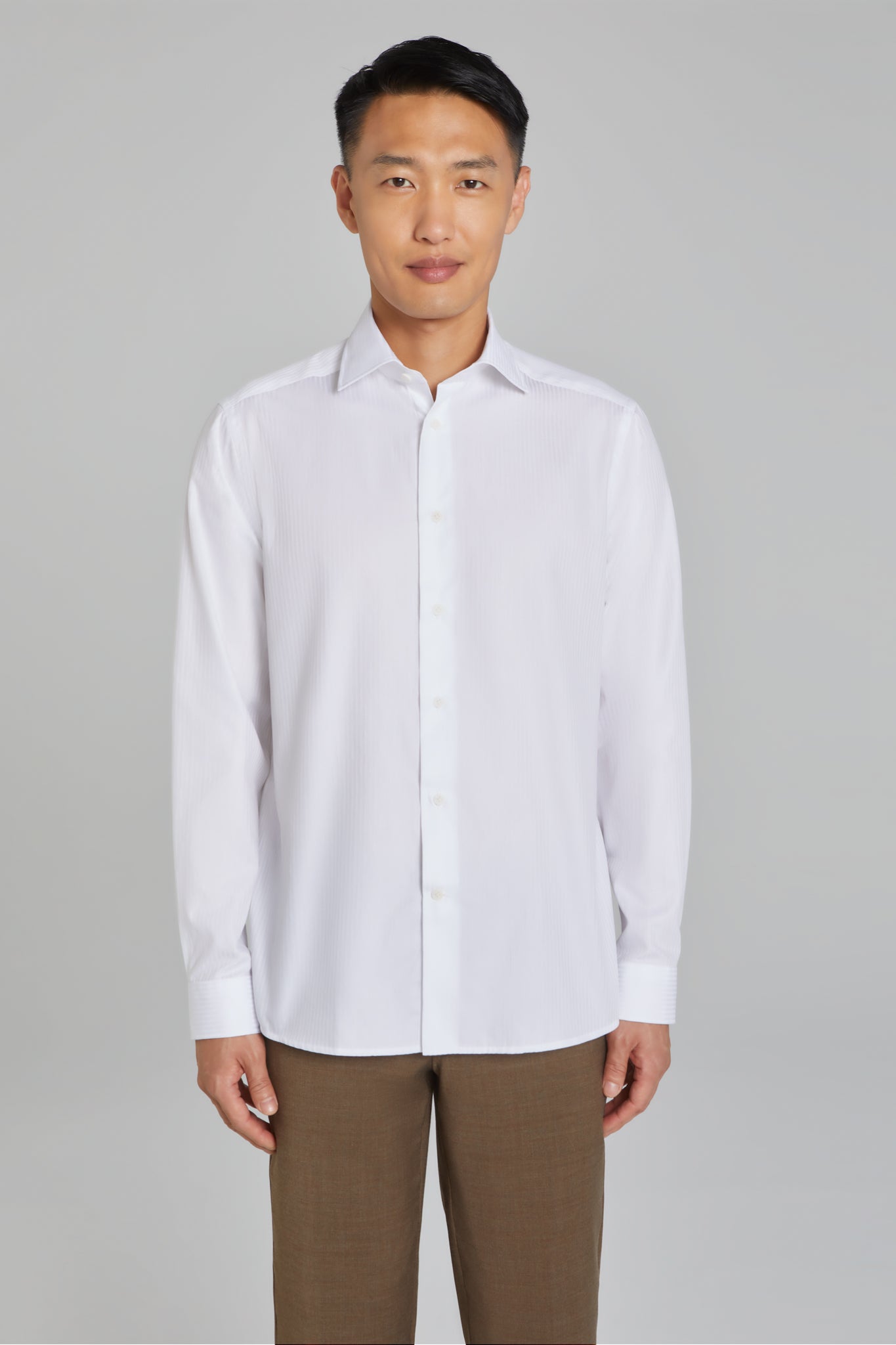 White Striped Winchester Cotton Shirt-LS Sport Shirt-Jack Victor