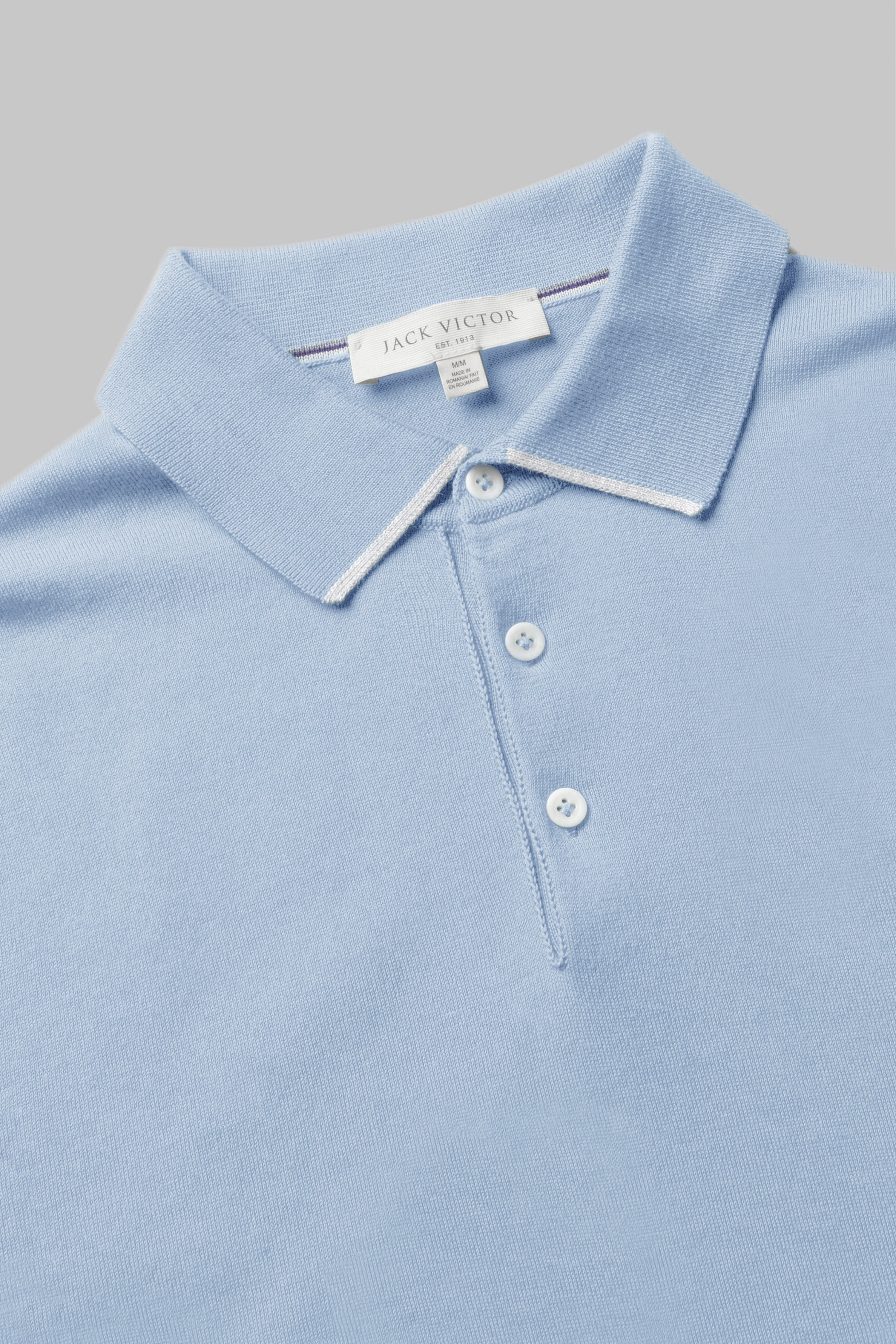 Alt view 1 Roslyn Cotton Knit Polo in Sky Blue