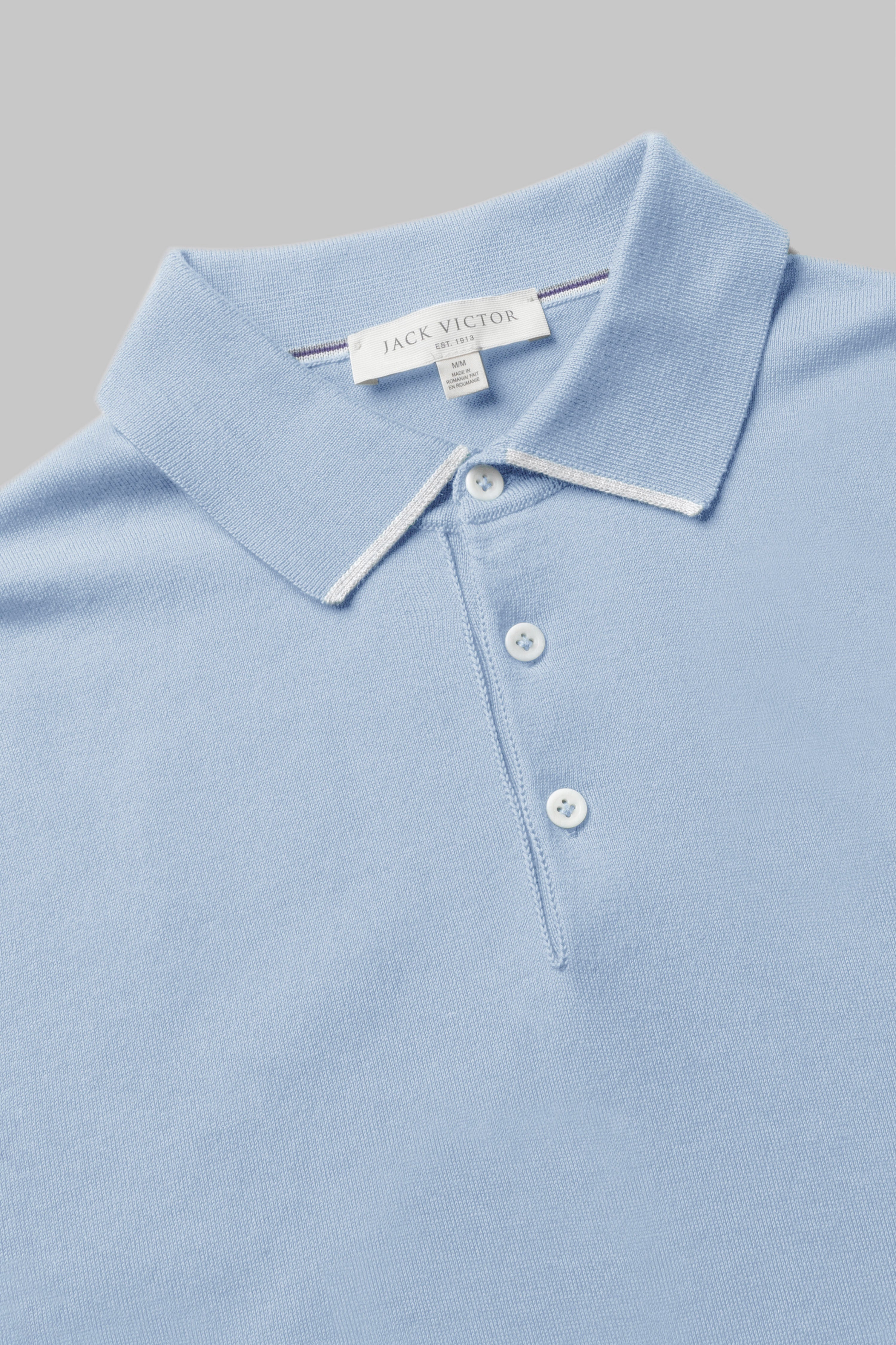 Image of Roslyn Cotton Knit Polo in Sky Blue-Jack Victor