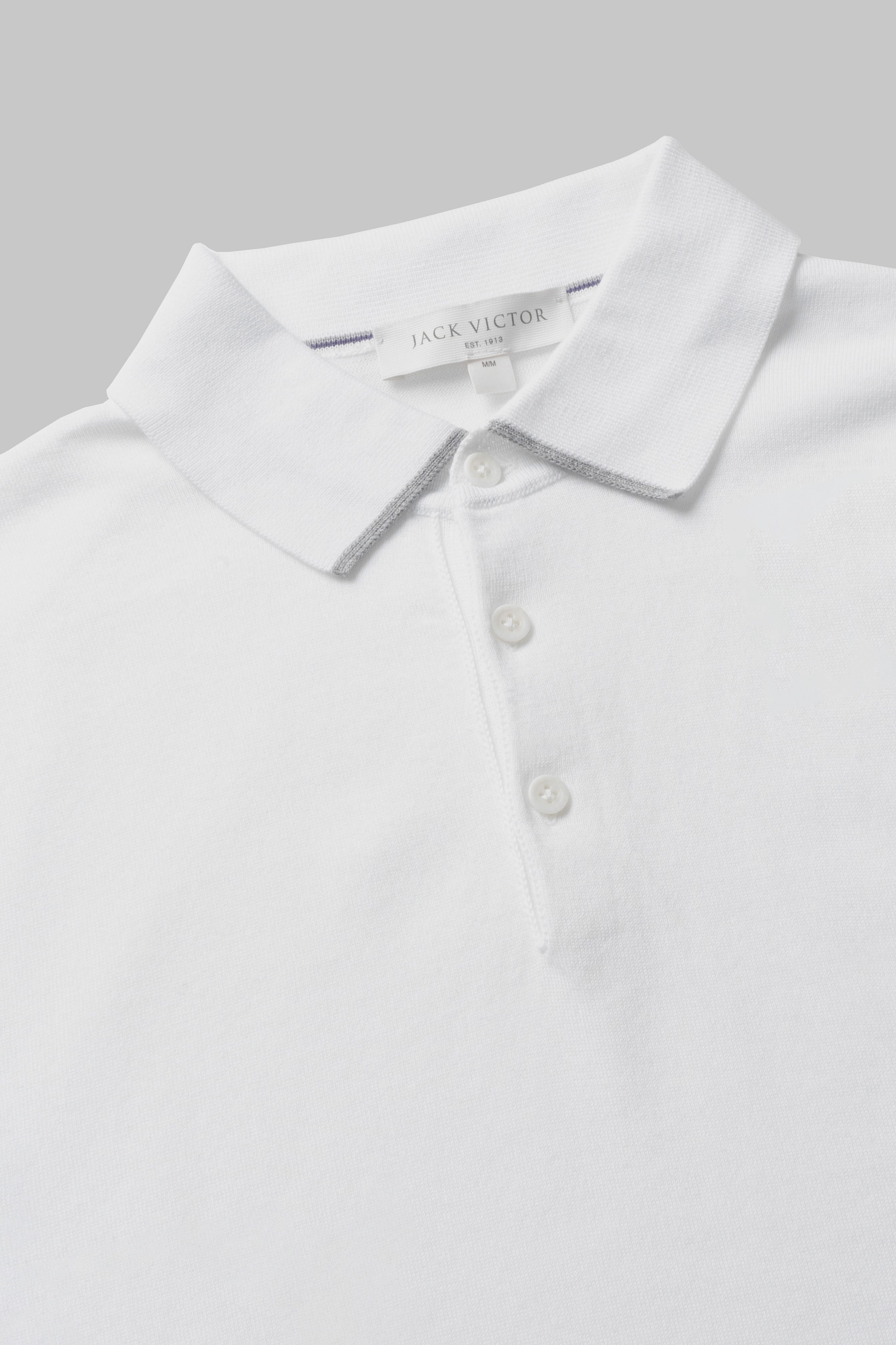 White Roslyn Cotton Knit Polo-SS Polo-Jack Victor