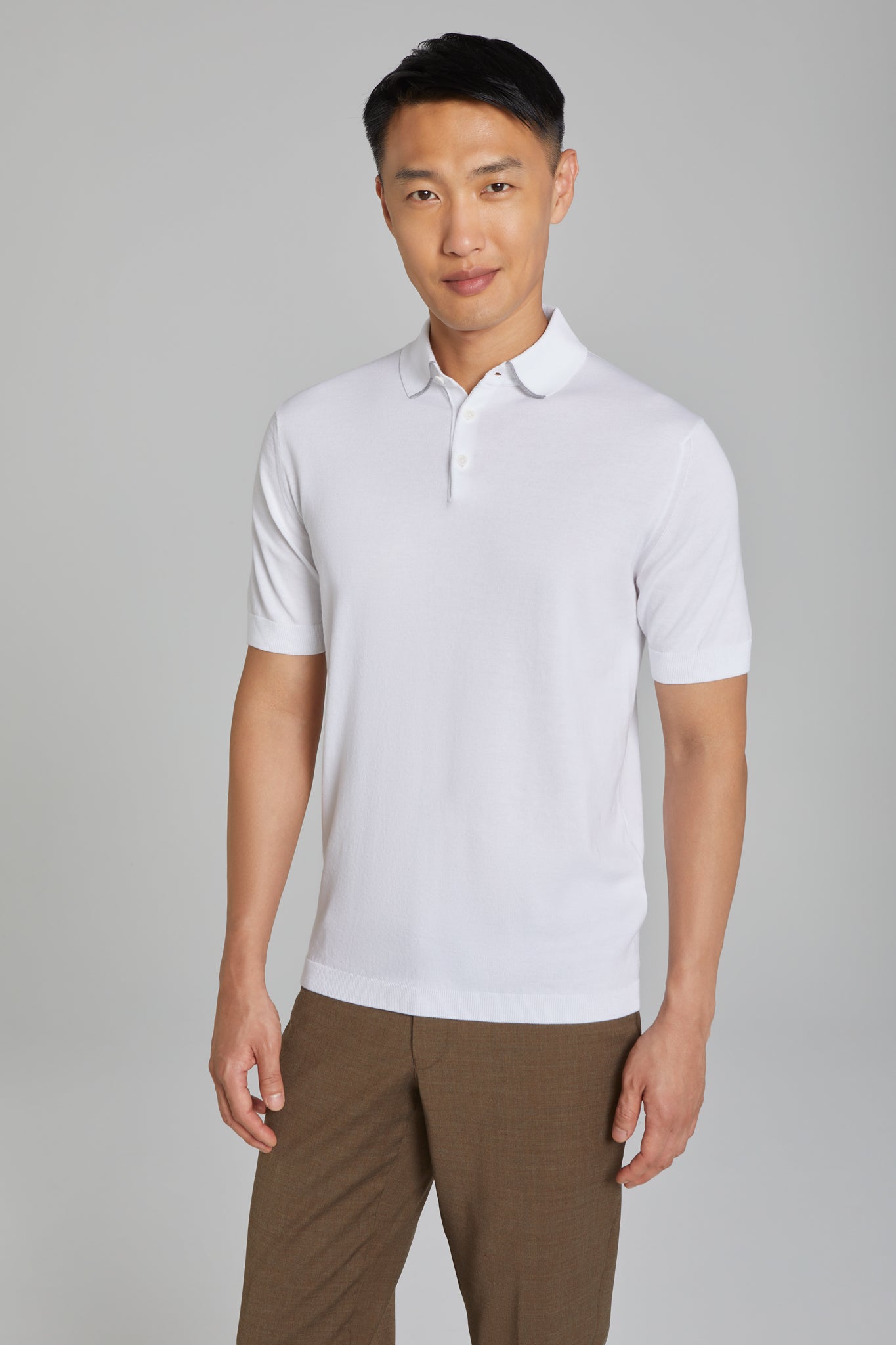 Alt view 3 Roslyn Cotton Knit Polo in White