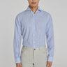 Blue and White Striped Thornhill Linen and Cotton Shirt-LS Sport Shirt-Jack Victor
