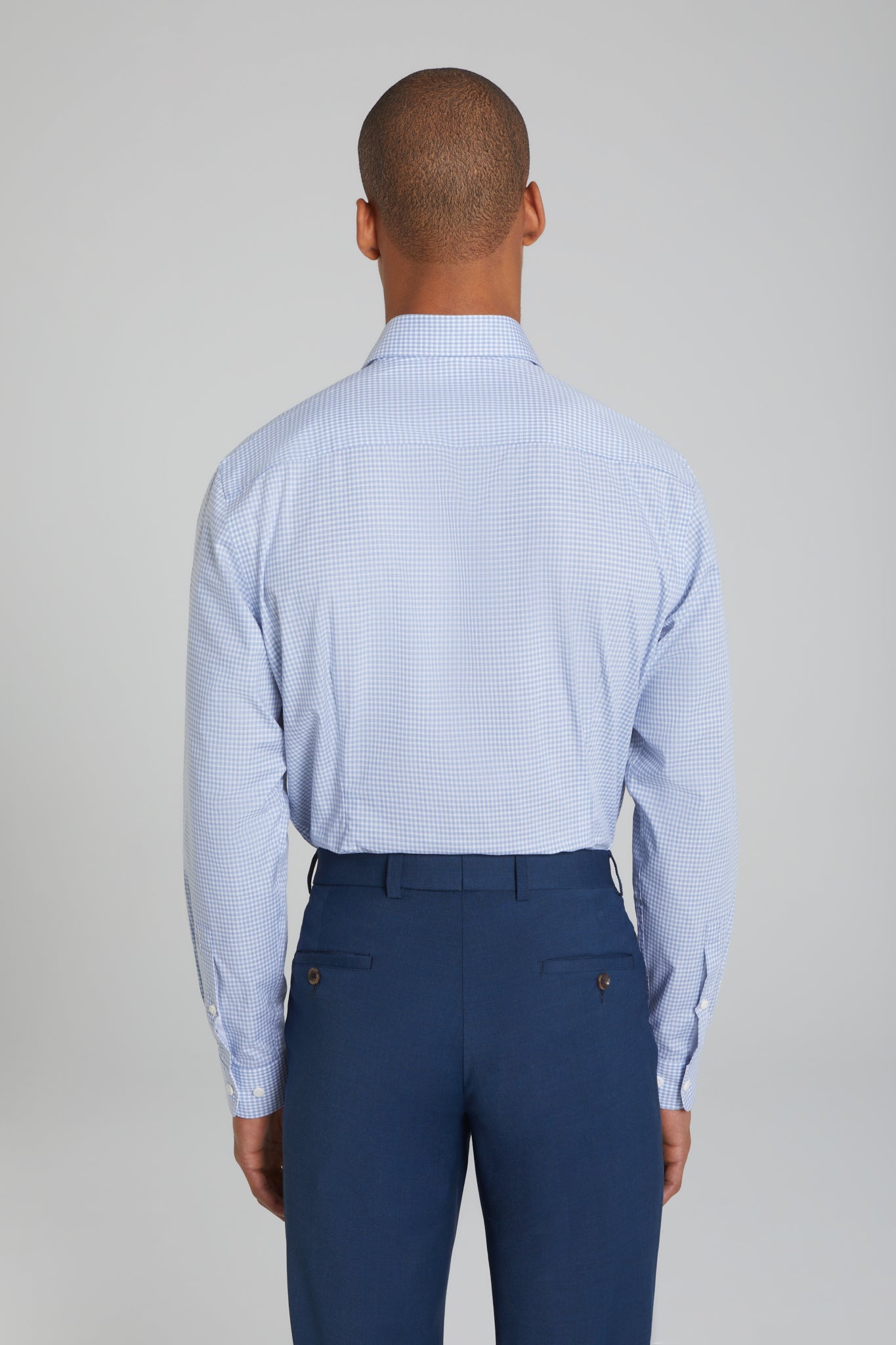 Blue Gingham Check Boulevard Organic Cotton Shirt-LS Sport Shirt-Jack Victor