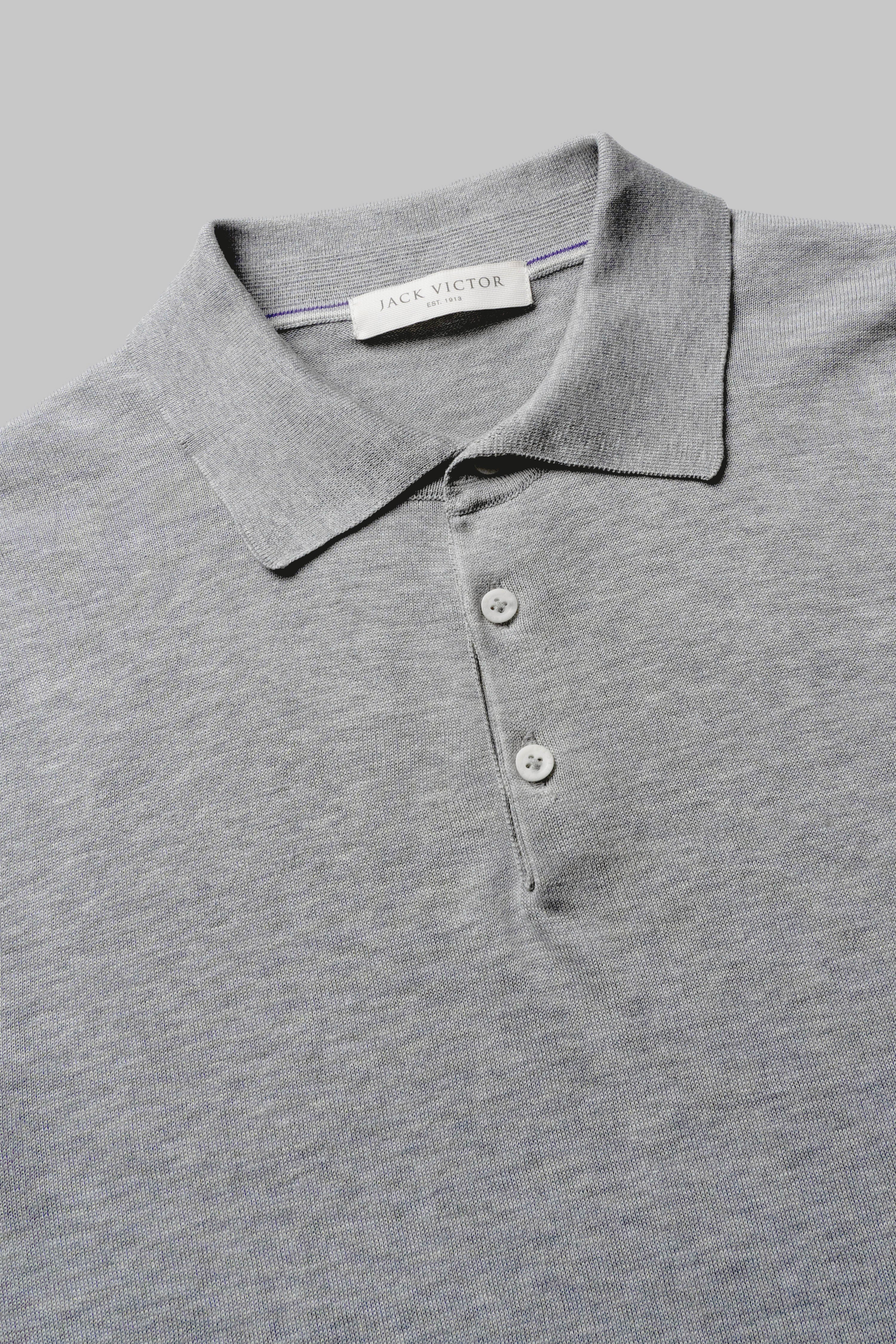 Grey SetiCo Cotton and Silk Knit Polo-SS Polo-Jack Victor