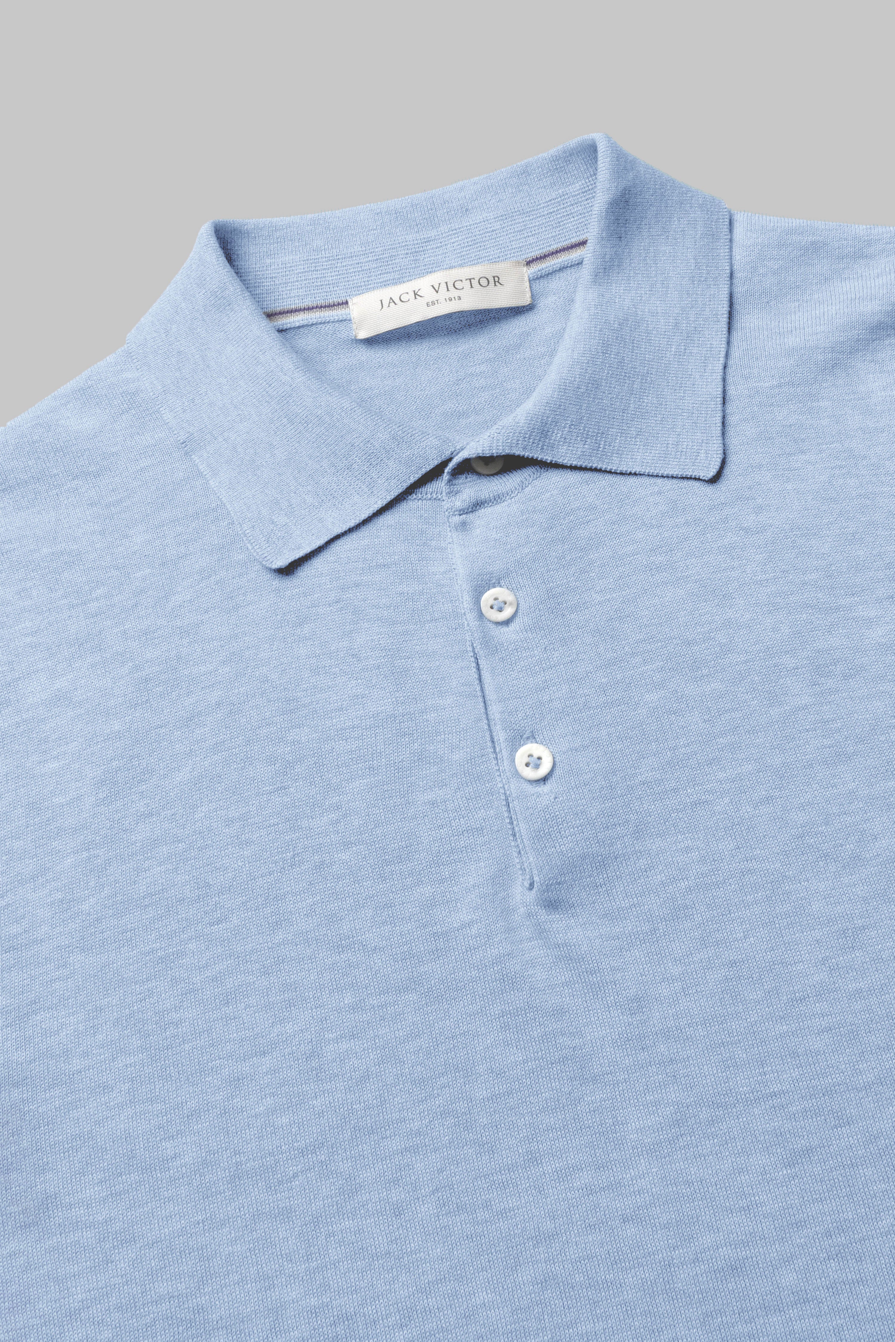 Light Blue SetiCo Cotton and Silk Knit Polo-SS Polo-Jack Victor
