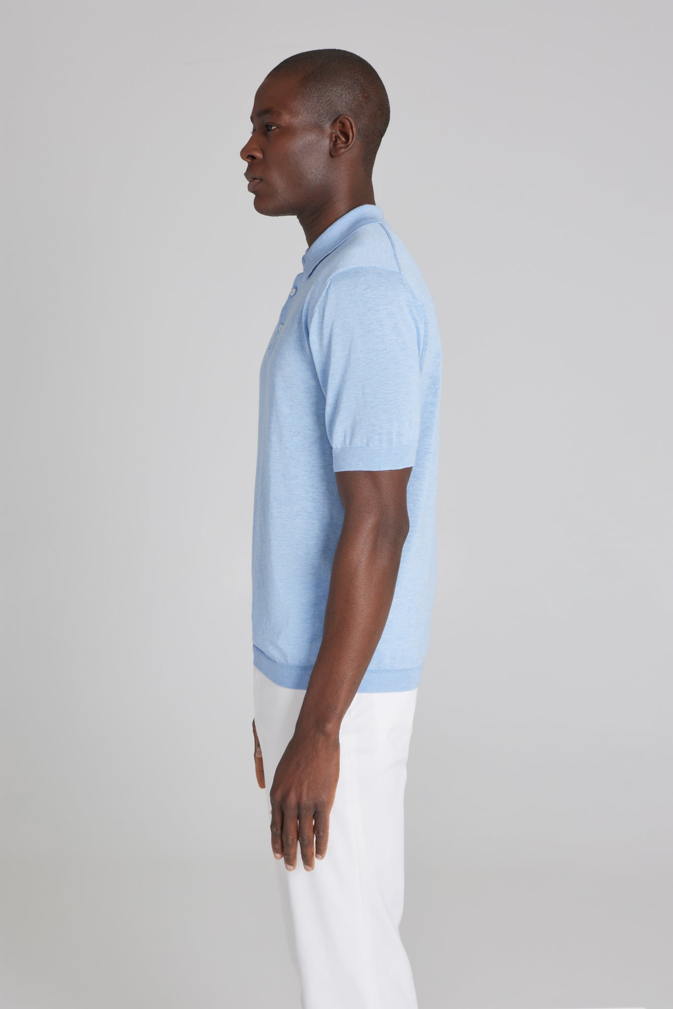 Alt view 6 SetiCo Cotton and Silk Knit Polo in Light Blue