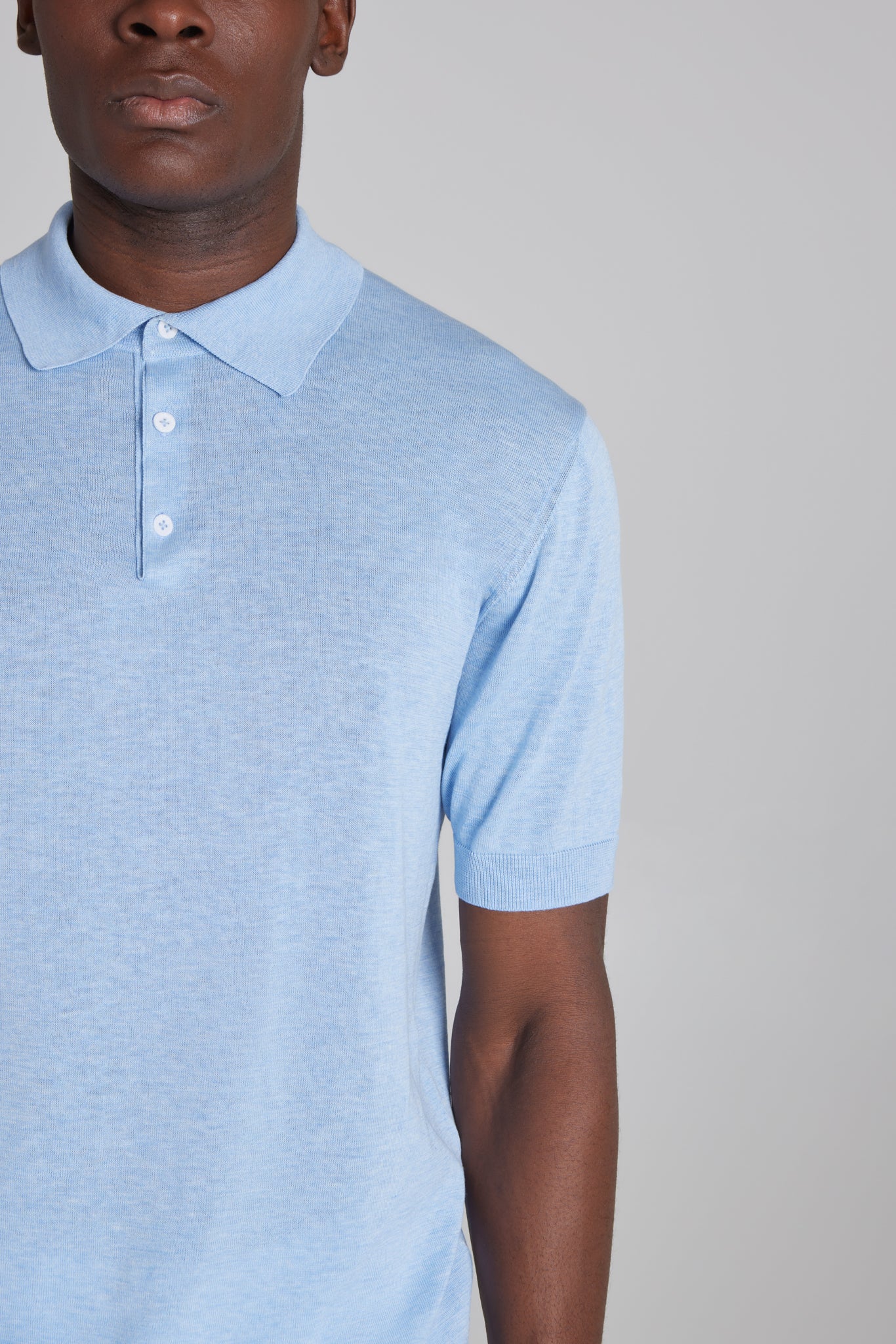 Alt view 3 SetiCo Cotton and Silk Knit Polo in Light Blue