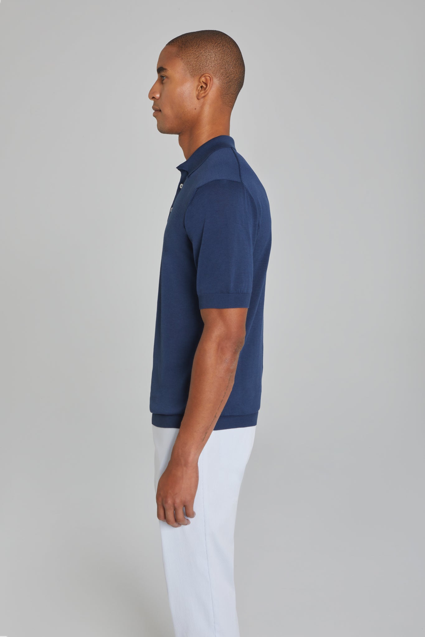 Alt view 5 SetiCo Cotton and Silk Knit Polo in Navy