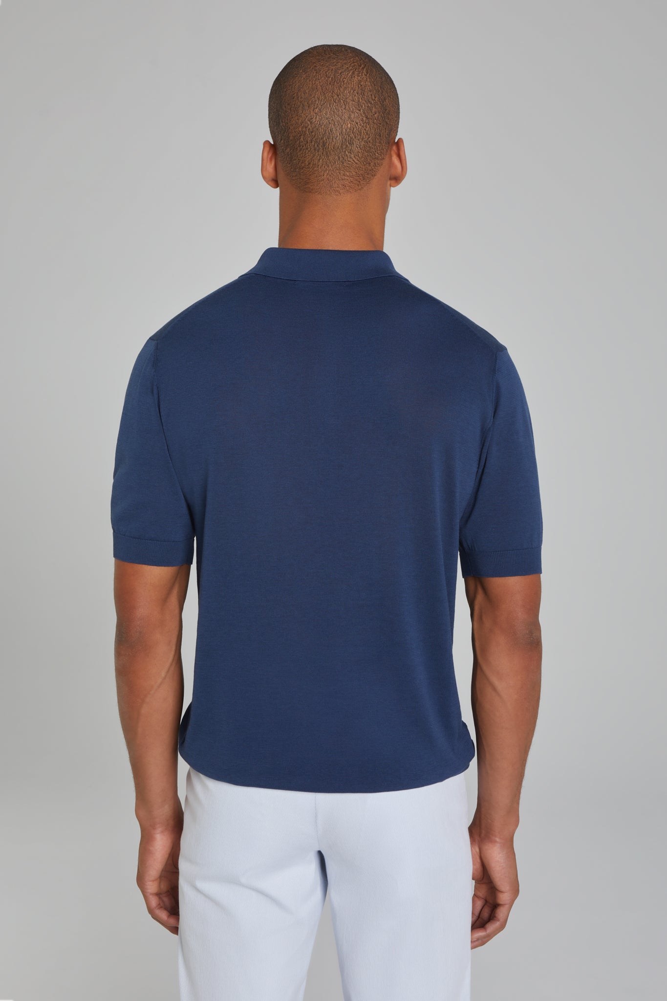 Navy SetiCo Cotton and Silk Knit Polo-SS Polo-Jack Victor