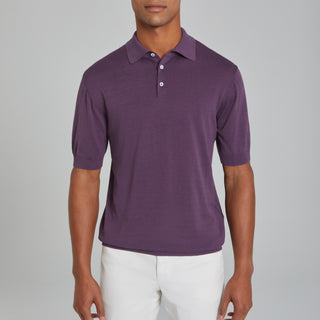Plum SetiCo Cotton and Silk Knit Polo-SS Polo-Jack Victor