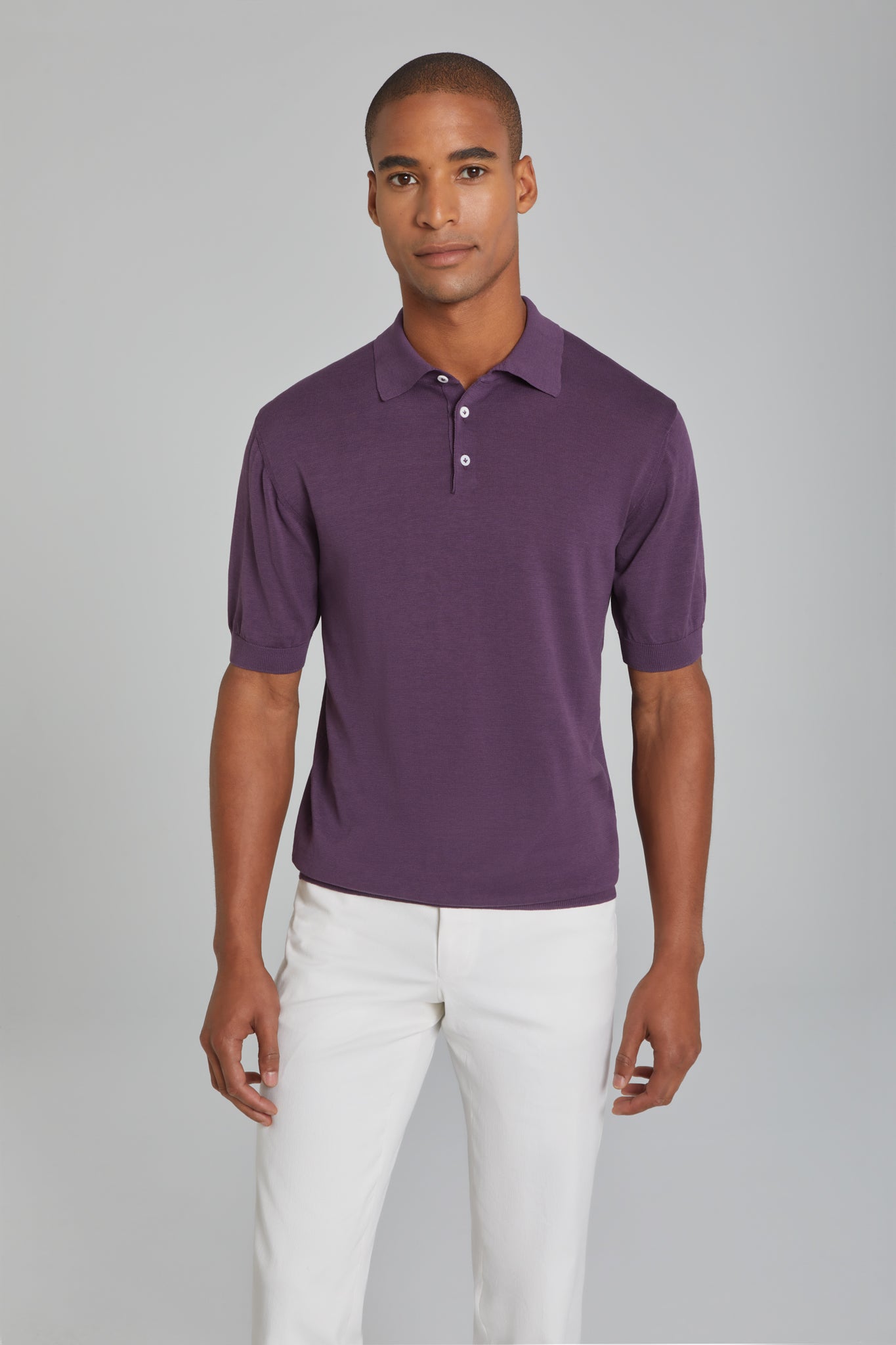 Plum SetiCo Cotton and Silk Knit Polo-SS Polo-Jack Victor
