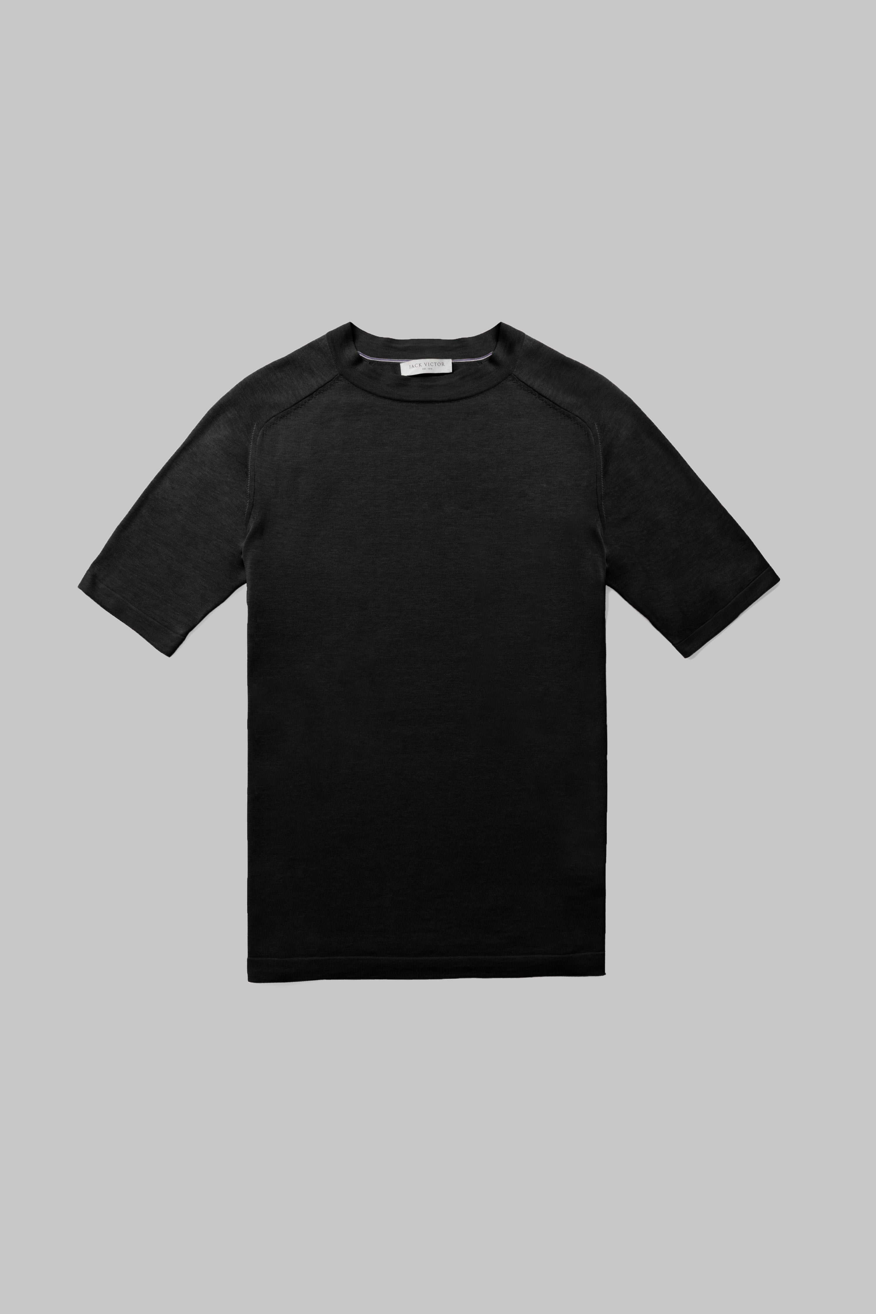 Black SetiCo Cotton and Silk Knit Crew Neck-SS Tee-Jack Victor