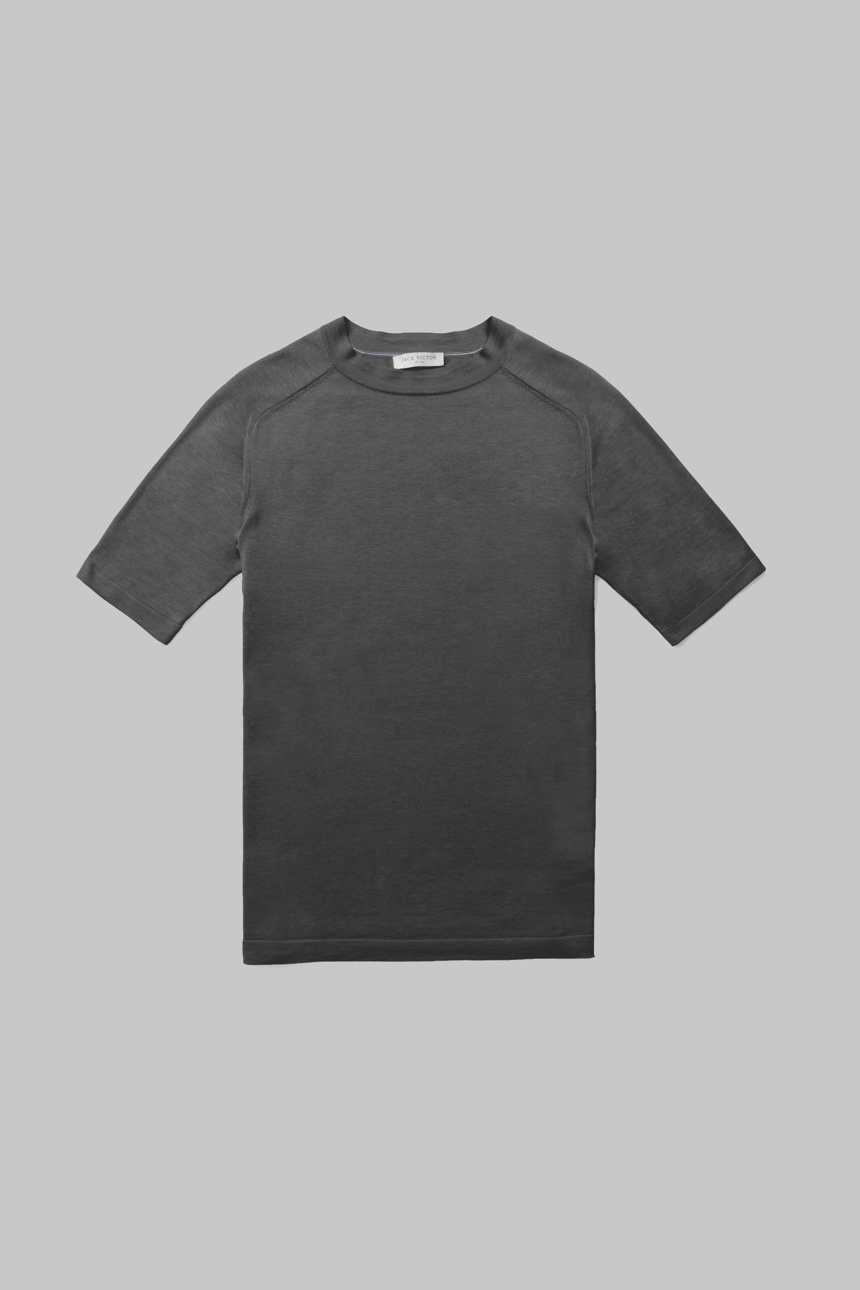 Grey SetiCo Cotton and Silk Knit Crew Neck-SS Tee-Jack Victor