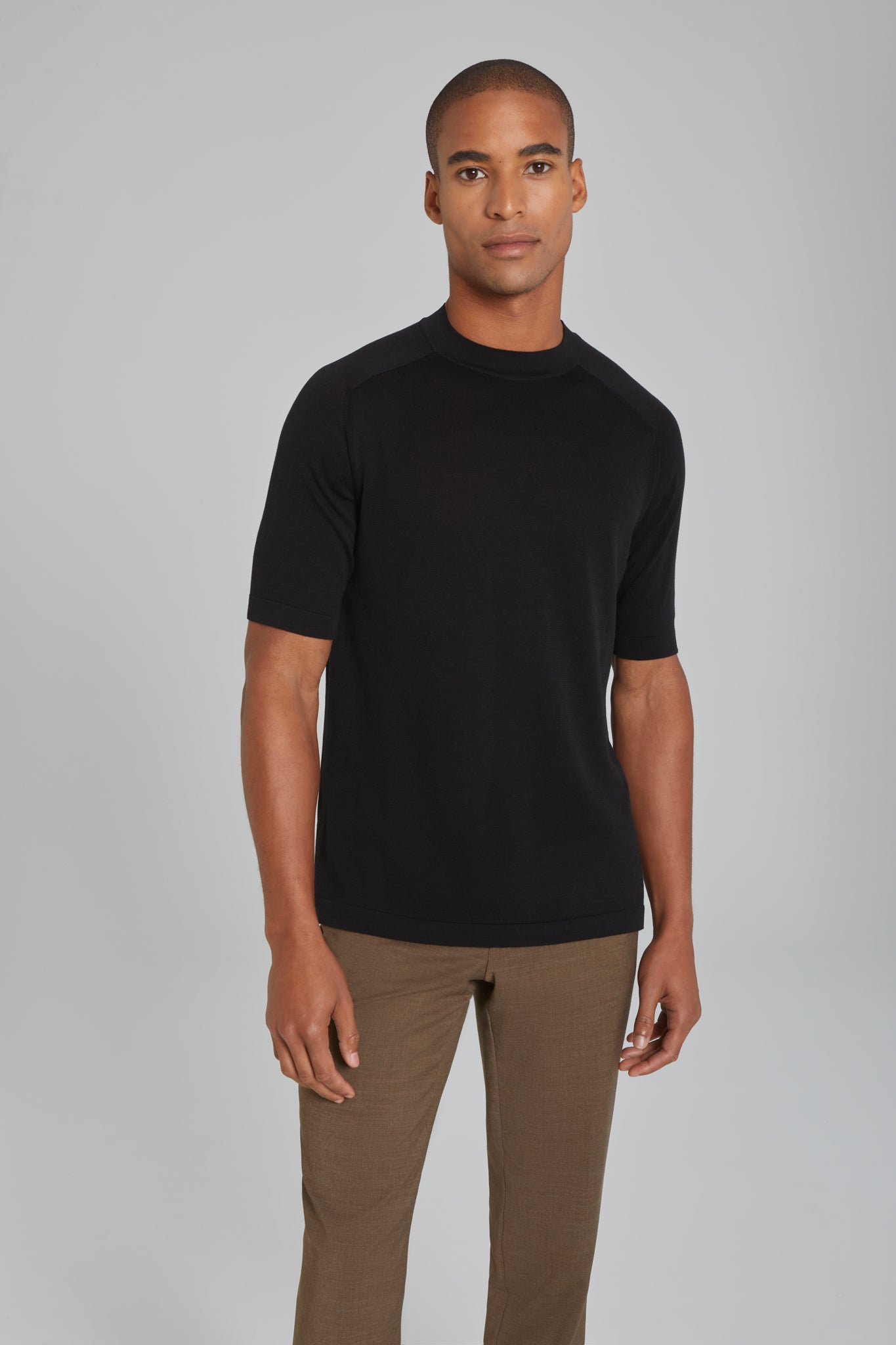 Alt view 2 SetiCo Cotton and Silk Knit Crew Neck in Black