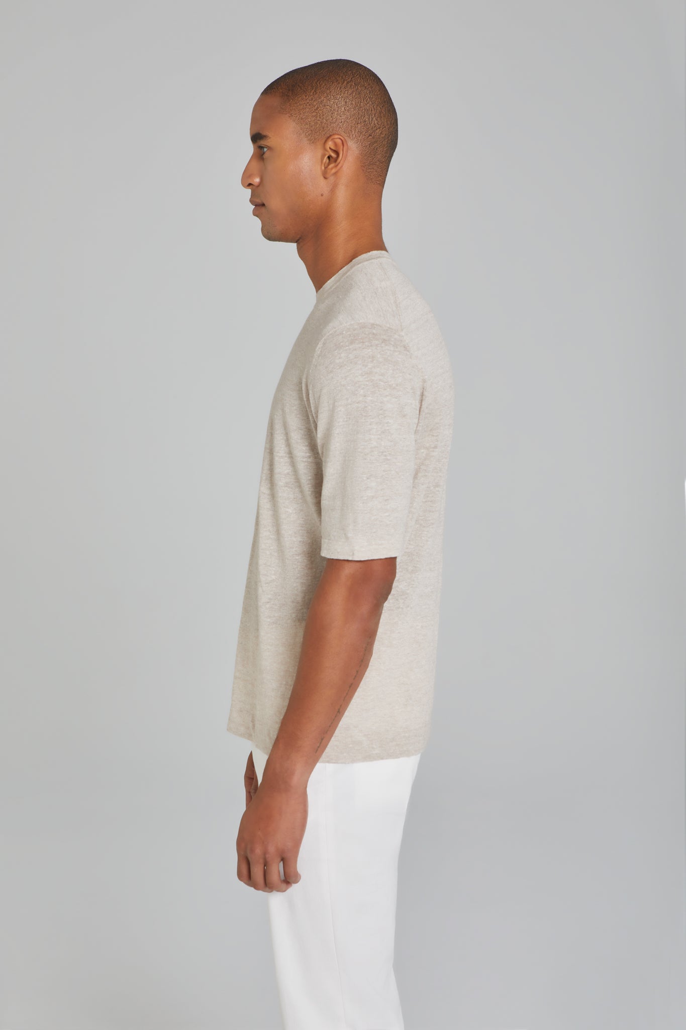 Alt view 5 Westmount Linen and Cotton Knit Crew Neck in Sand